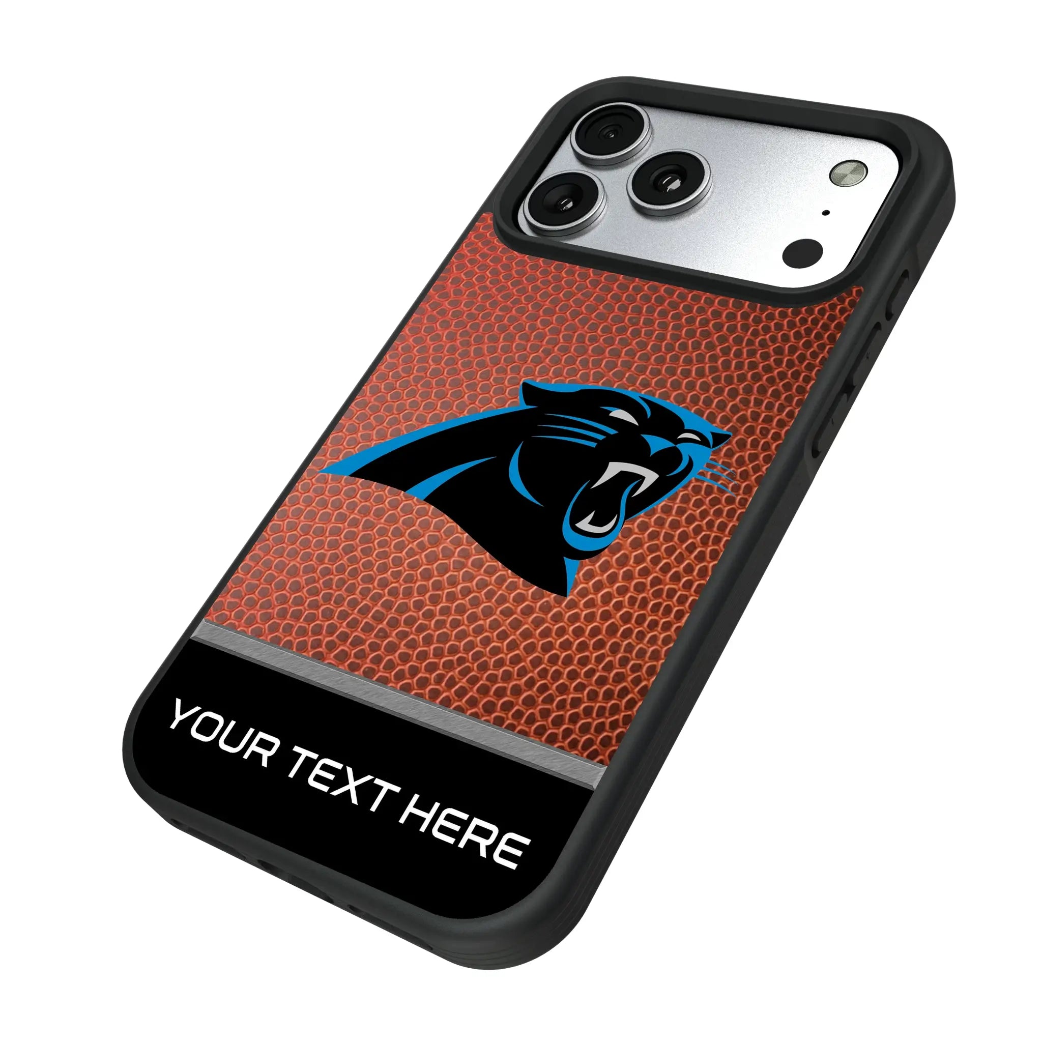 Carolina Panthers Personalized Football iPhone Bump Phone Case for Apple iPhone - Isometric View#Device_iPhone 17 Pro Max