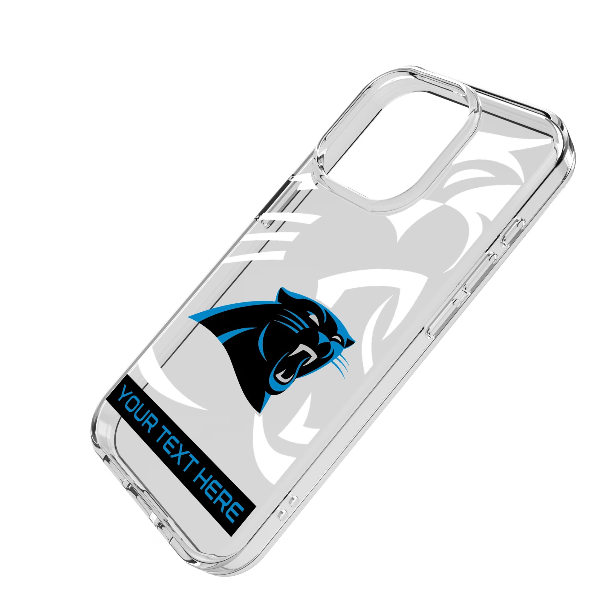 Carolina Panthers Personalized Tilt iPhone Clear Phone Case for Apple iPhone - Isometric View