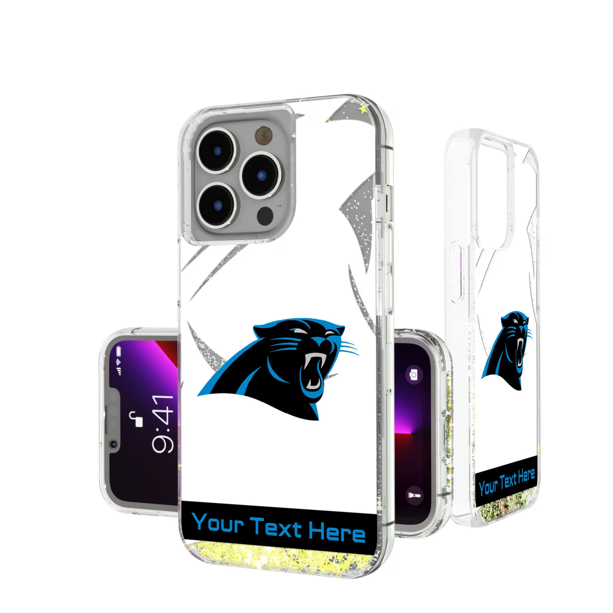 Carolina Panthers Personalized Tilt iPhone Glitter Phone Case for Apple iPhone