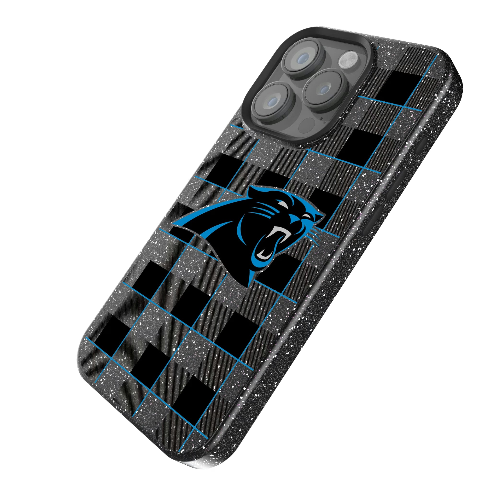 Carolina Panthers Plaid iPhone Bling Phone Case for Apple iPhone - Isometric View