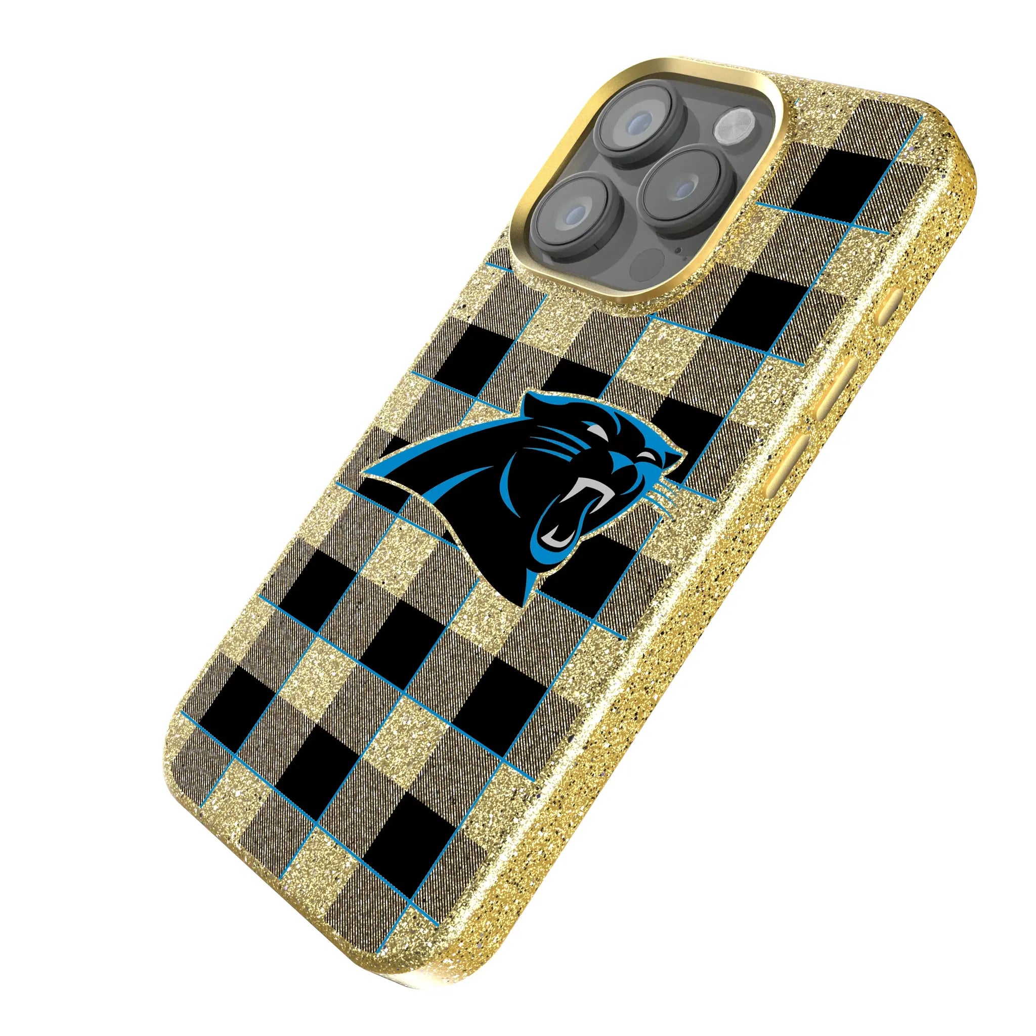 Carolina Panthers Plaid iPhone Bling Phone Case for Apple iPhone - Isometric View