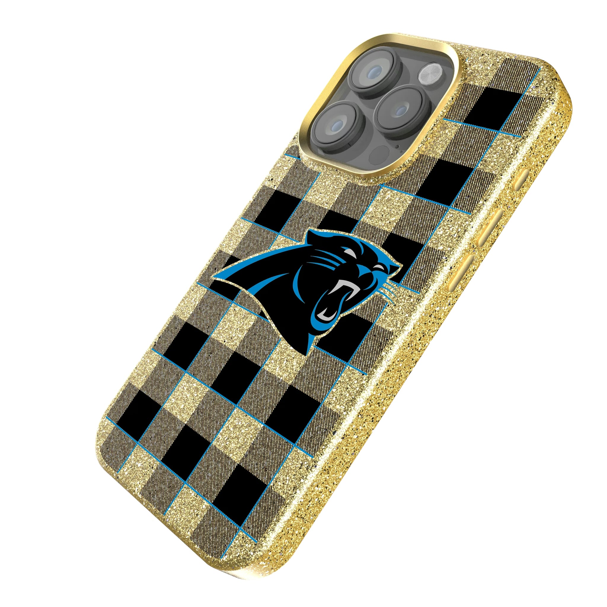 Carolina Panthers Plaid iPhone Bling Phone Case for Apple iPhone - Isometric View
