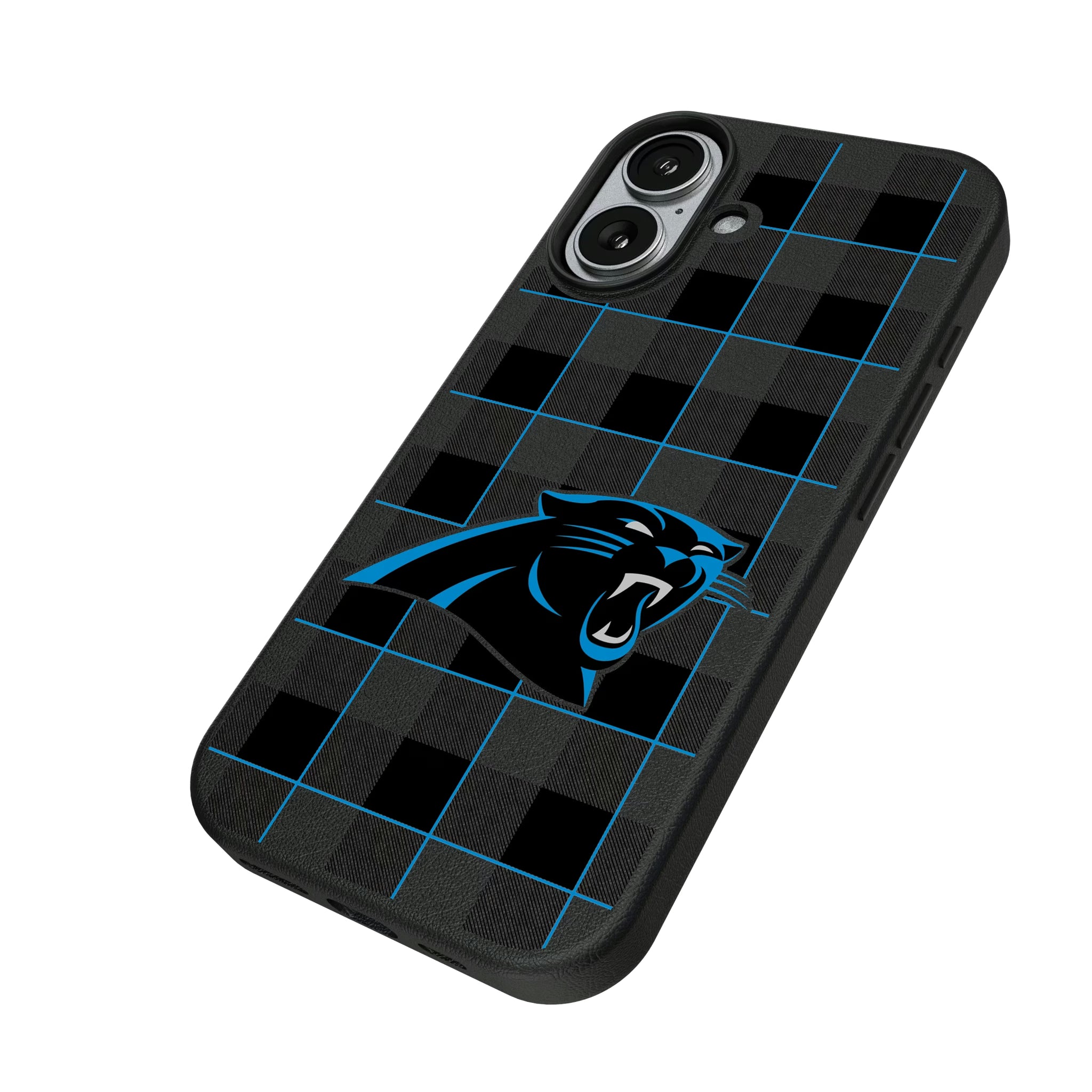 Carolina Panthers Plaid iPhone MagSafe Compatible Phone Case for Apple iPhone - Isometric View#Device_iPhone 17