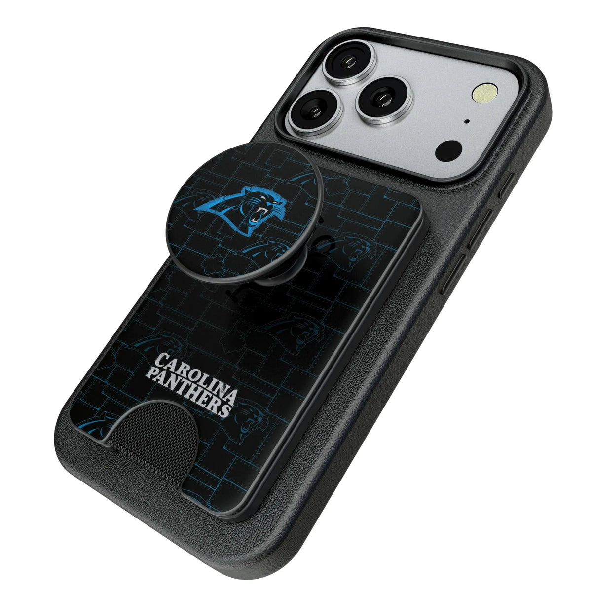 Carolina Panthers Rivet Popsockets Wallet Magnetic - Isometric View