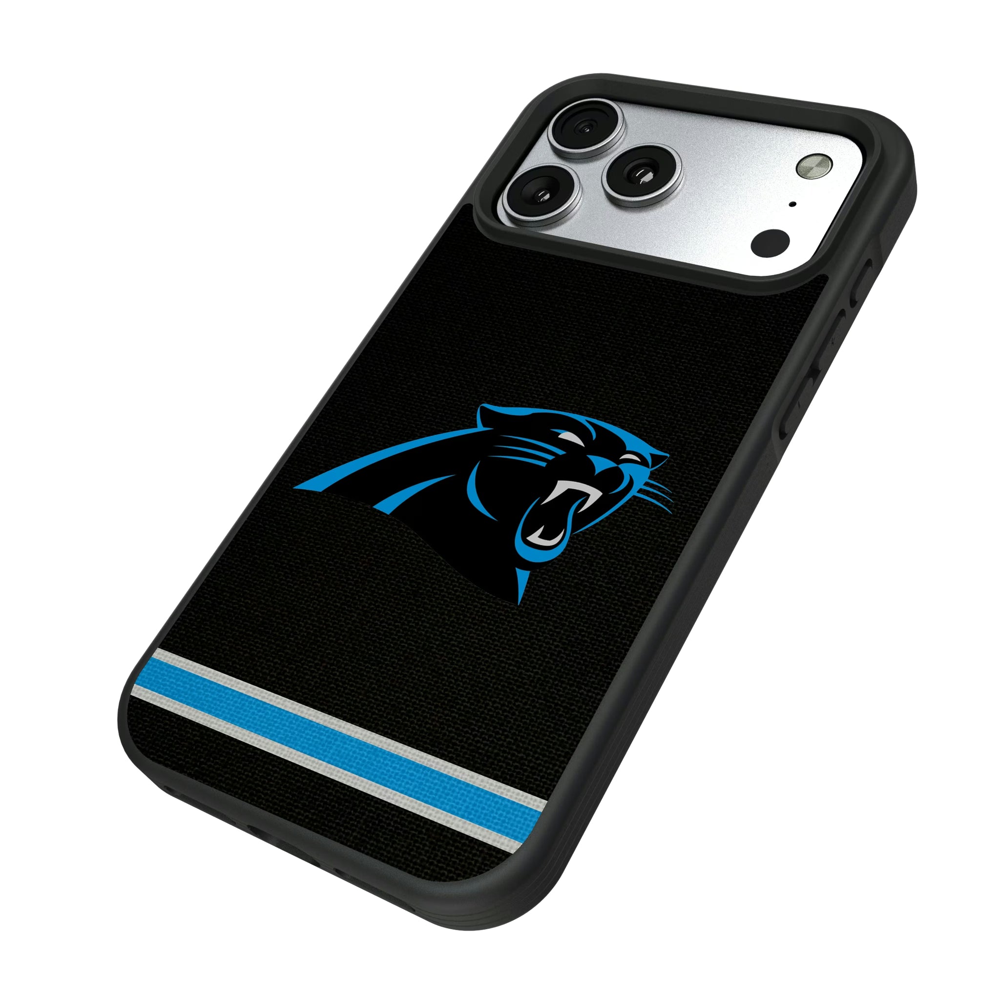Carolina Panthers Stripe iPhone Bump Phone Case for Apple iPhone - Isometric View#Device_iPhone 17 Pro Max