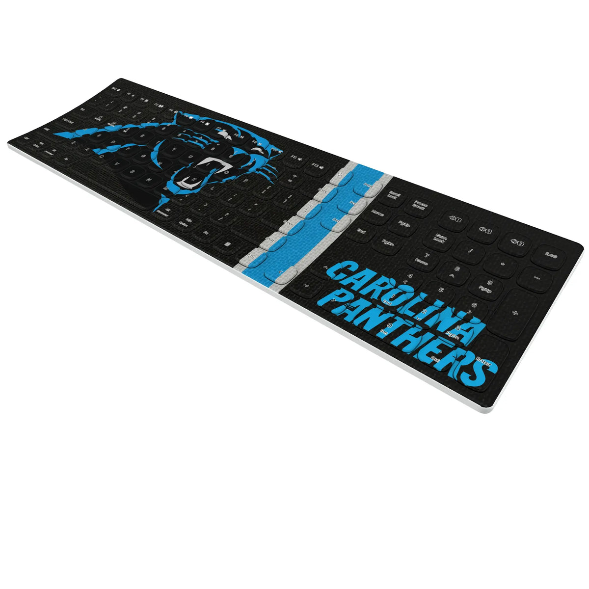 Carolina Panthers Stripe KKB605 Curved Wireless Keyboard - Isometric View