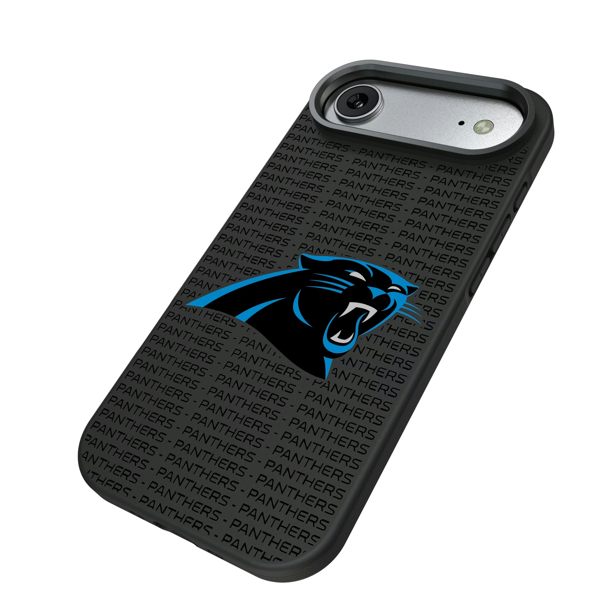 Carolina Panthers Text Backdrop iPhone Bump Phone Case for Apple iPhone - Isometric View#Device_iPhone Air