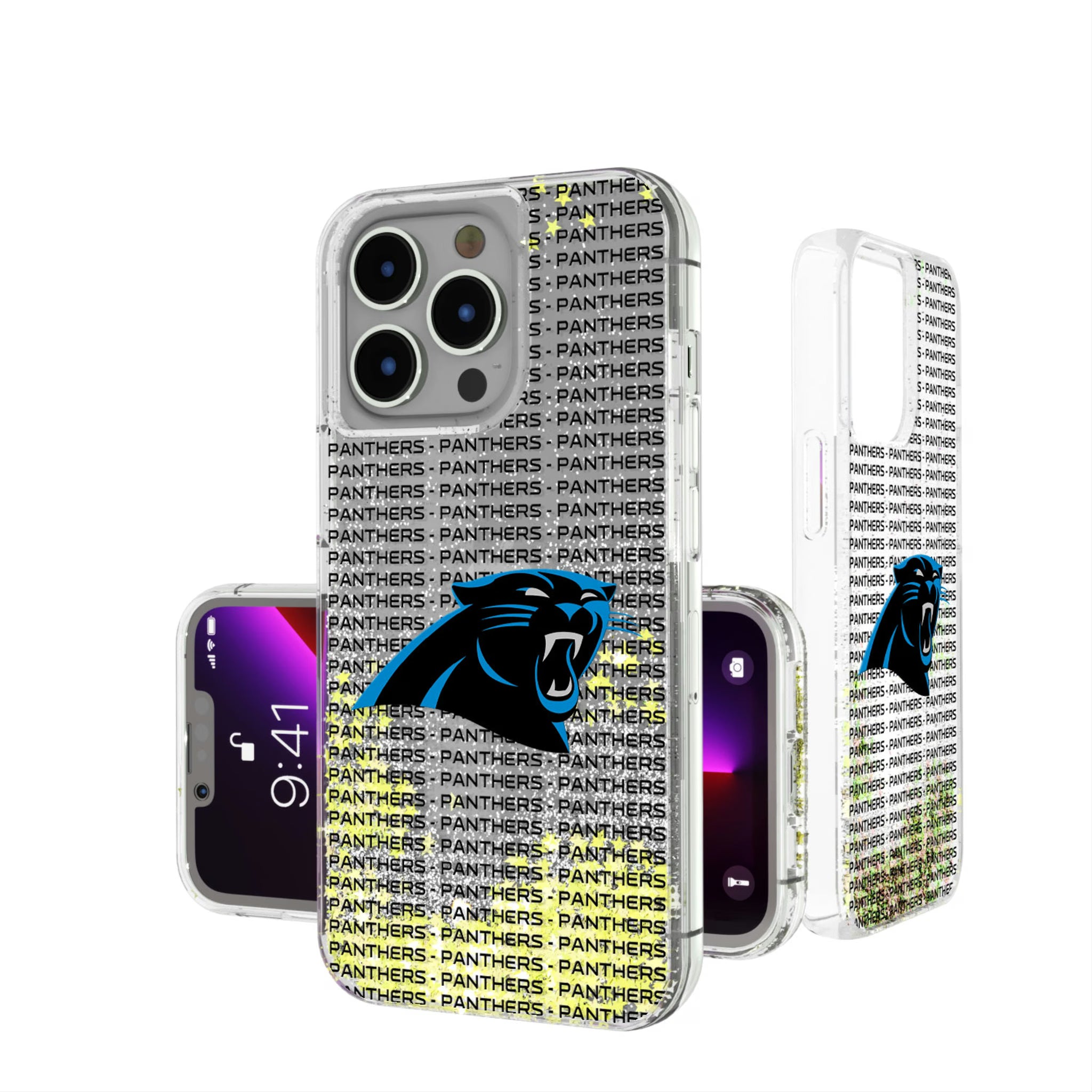 Carolina Panthers Text Backdrop iPhone Glitter Phone Case for Apple iPhone