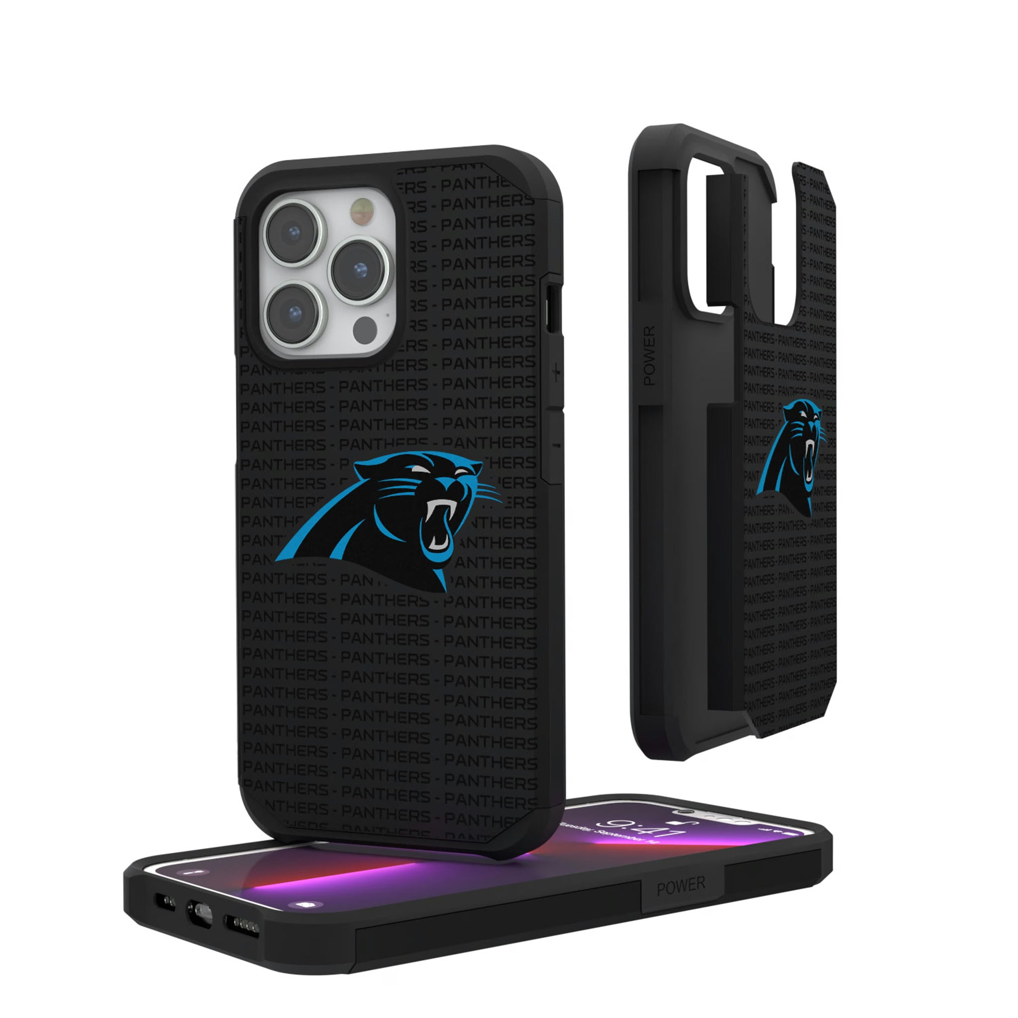 Carolina Panthers Text Backdrop iPhone Rugged Phone Case for Apple iPhone