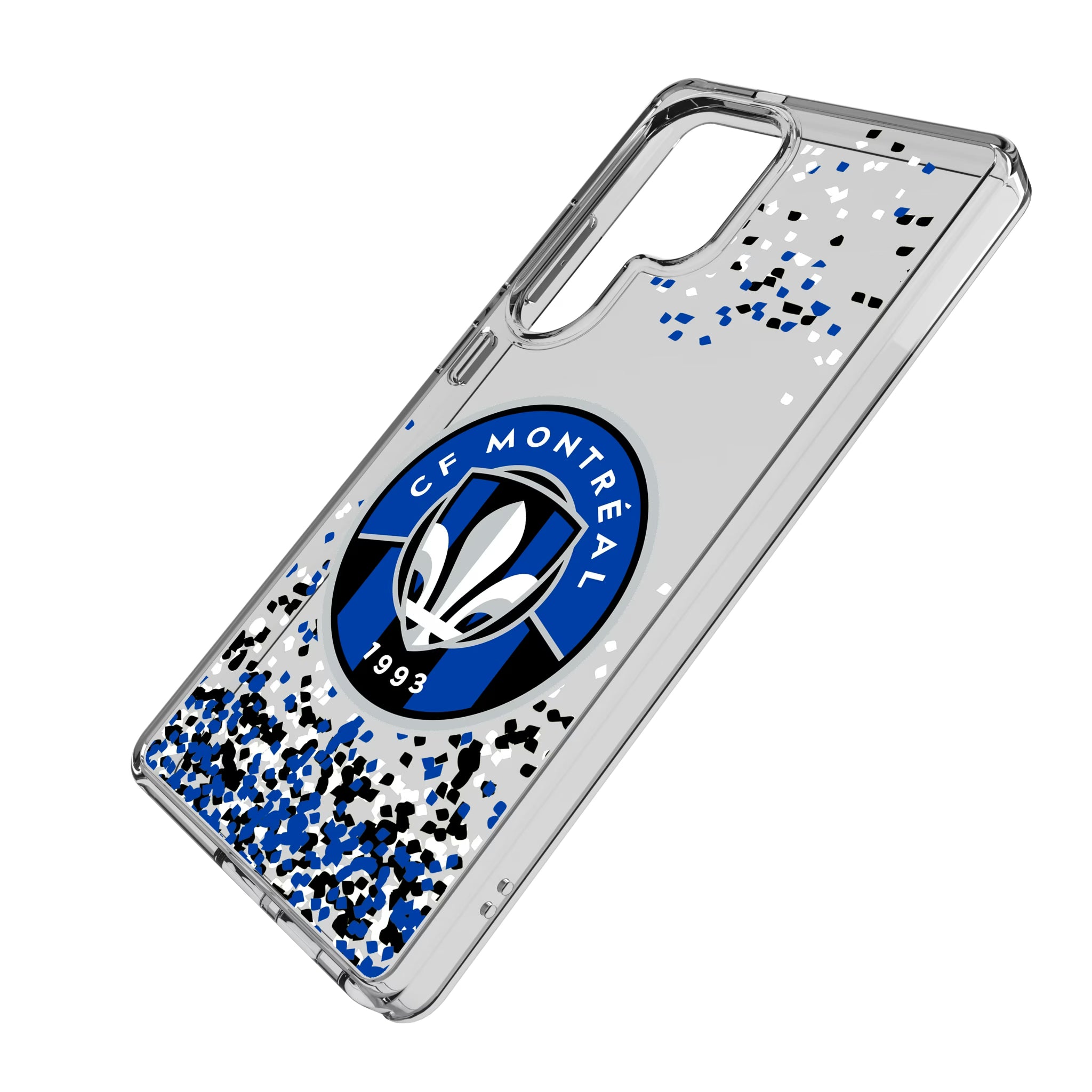 CF Montreal Confetti Galaxy Clear Phone Case for Samsung Galaxy - Isometric View