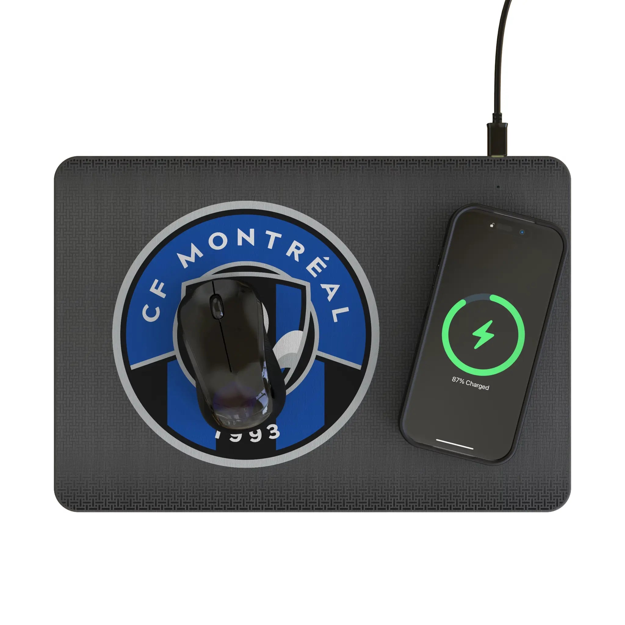 CF Montreal Linen 15-Watt Wireless Charger and Mouse Pad - Lifestyle