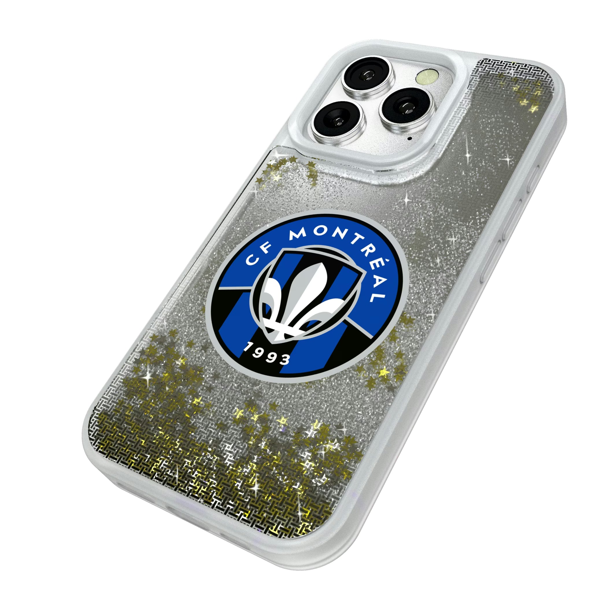 CF Montreal Linen iPhone Glitter Phone Case for Apple iPhone - Isometric View#Device_iPhone 16 Pro