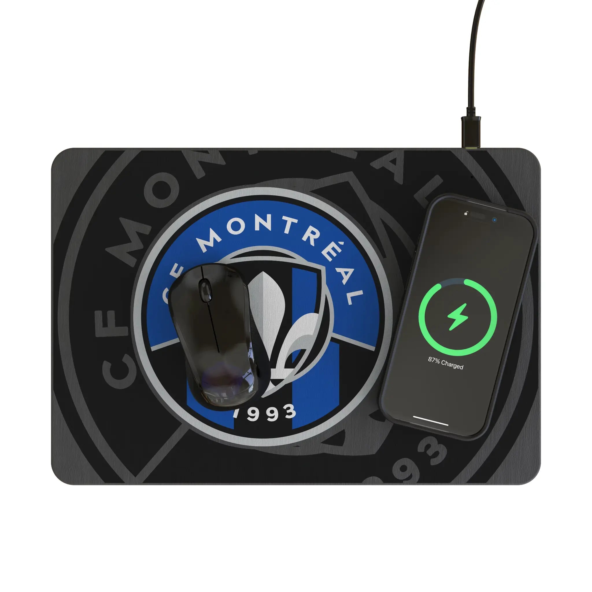CF Montreal Monocolor Tilt 15-Watt Wireless Charger and Mouse Pad - Lifestyle