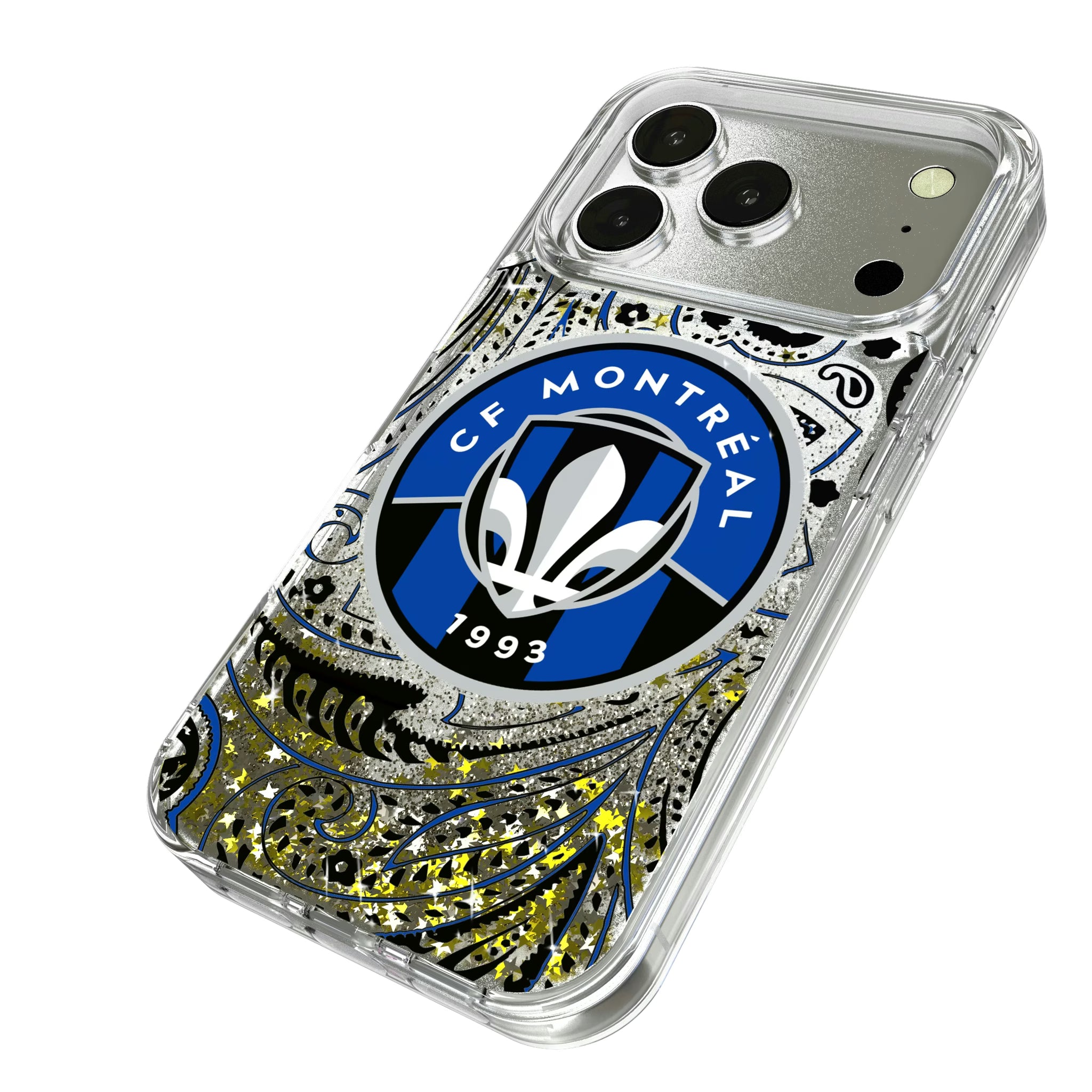 CF Montreal Paisley iPhone Glitter Phone Case for Apple iPhone - Isometric View