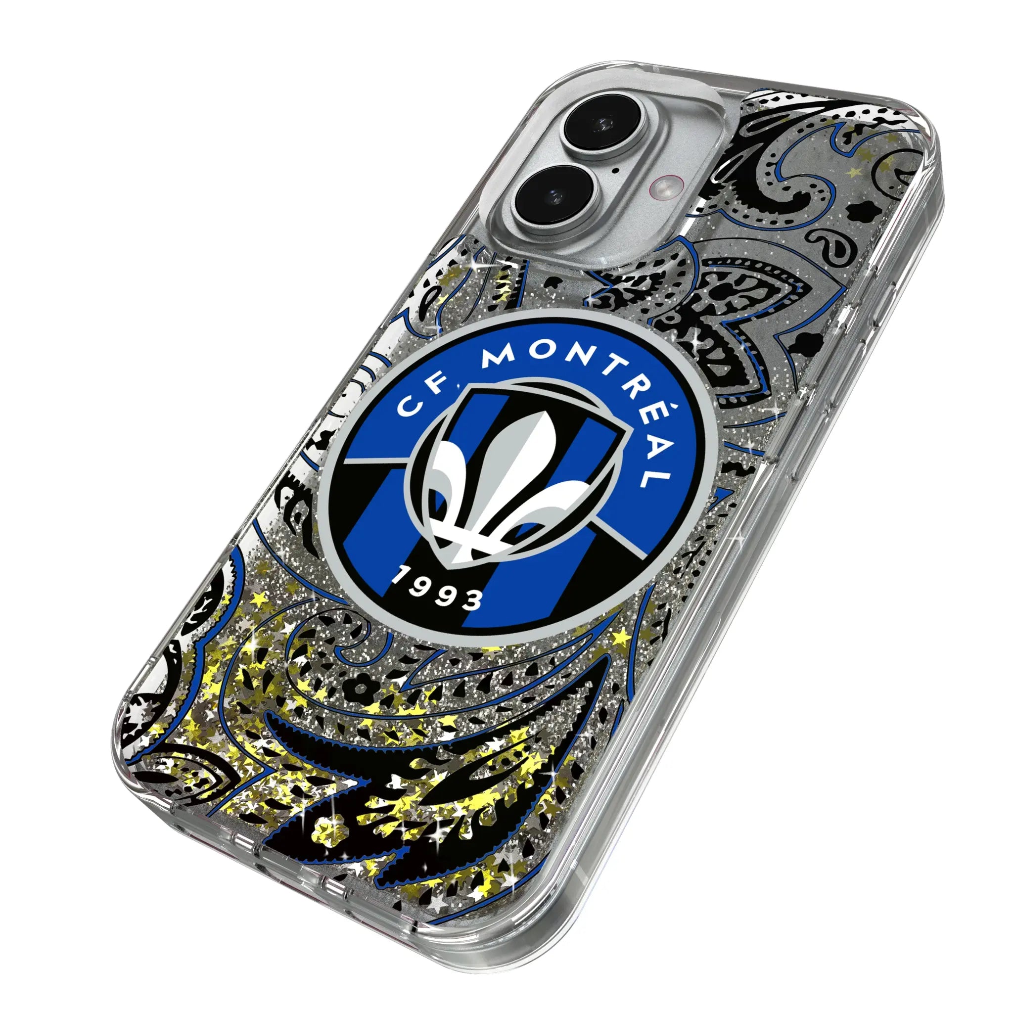 CF Montreal Paisley iPhone Glitter Phone Case for Apple iPhone - Isometric View