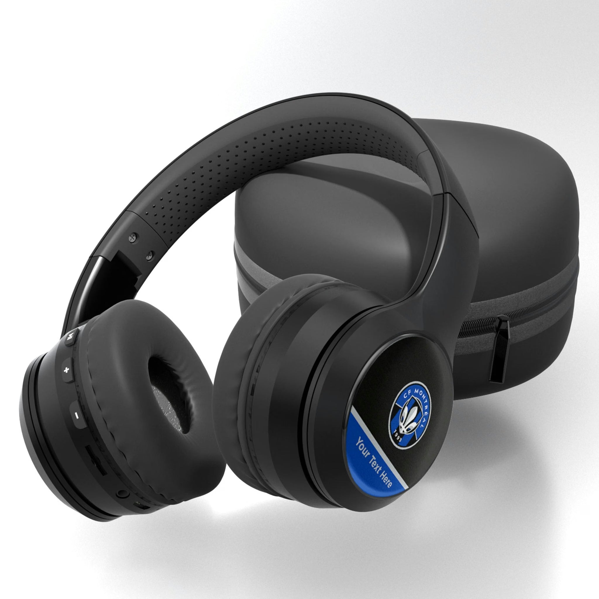 CF Montreal Personalized Endzone Solid Wireless Over-Ear BT Headphones With Case