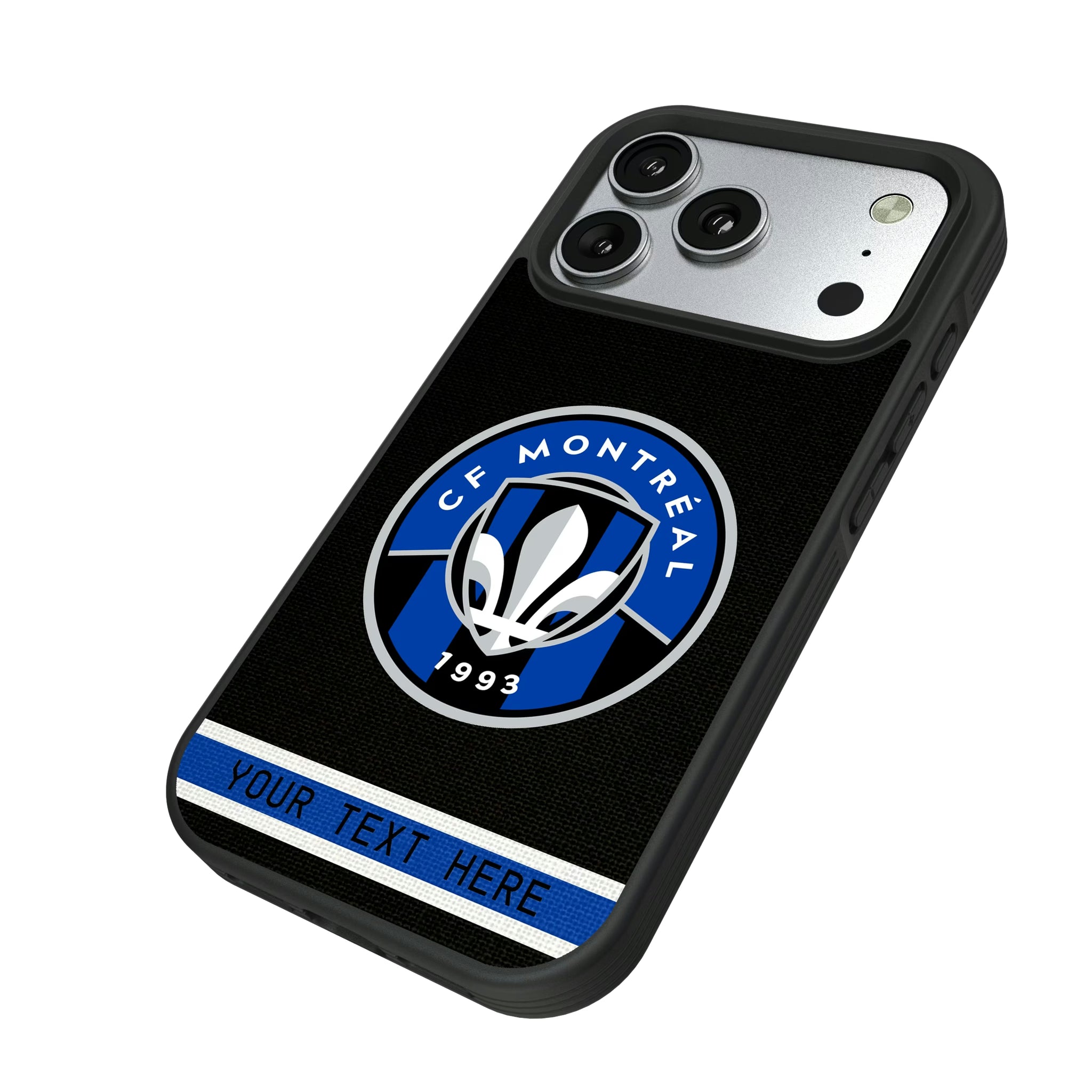 CF Montreal Personalized Stripe iPhone Bump Phone Case for Apple iPhone - Isometric View#Device_iPhone 17 Pro
