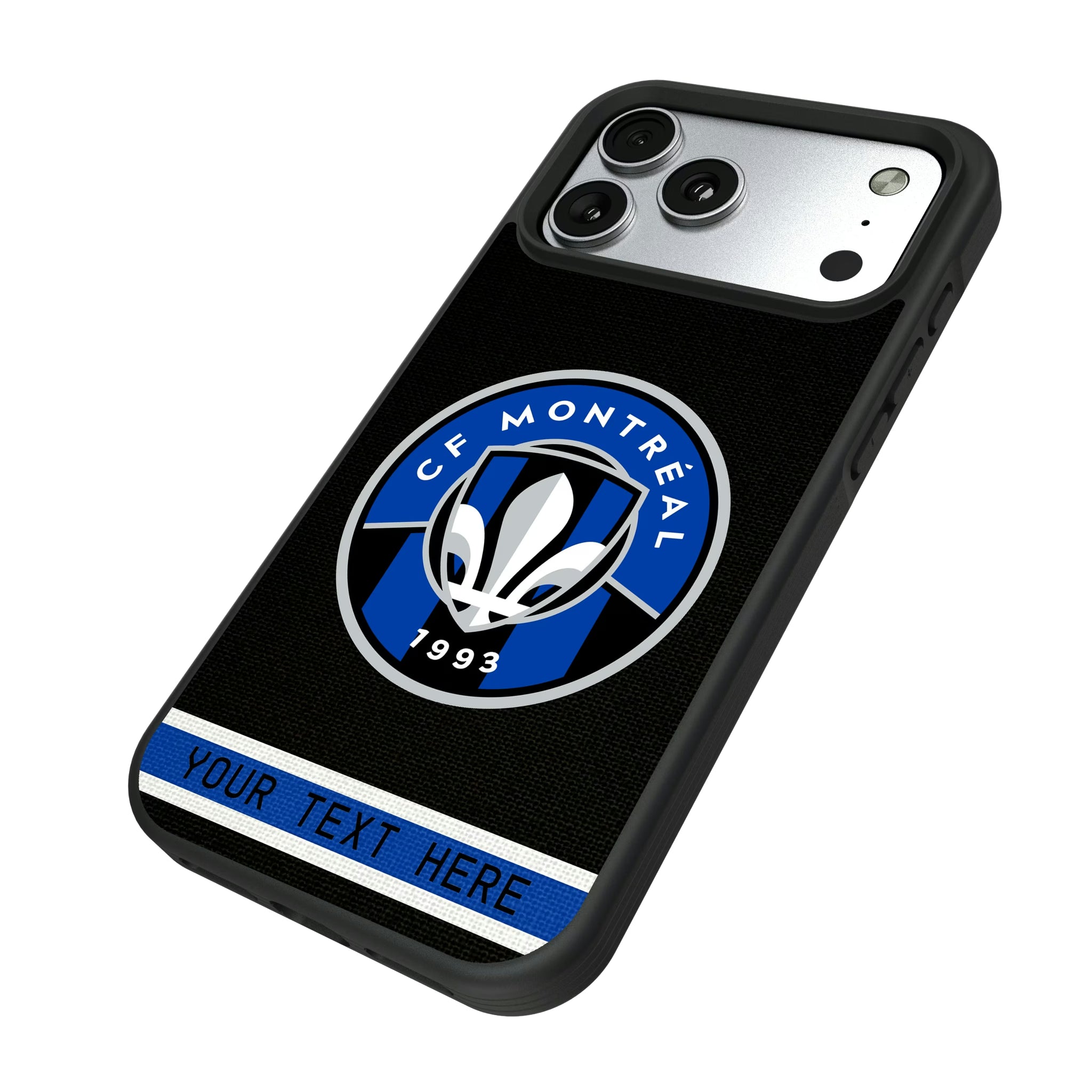 CF Montreal Personalized Stripe iPhone Bump Phone Case for Apple iPhone - Isometric View#Device_iPhone 17 Pro Max