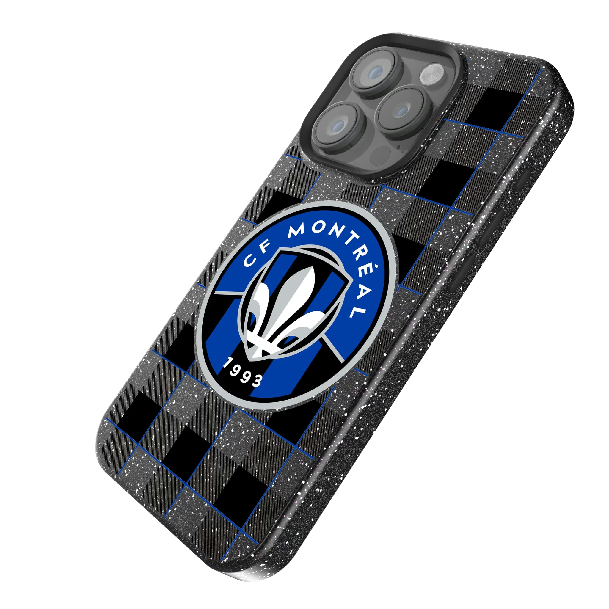 CF Montreal Plaid iPhone Bling Phone Case for Apple iPhone - Isometric View