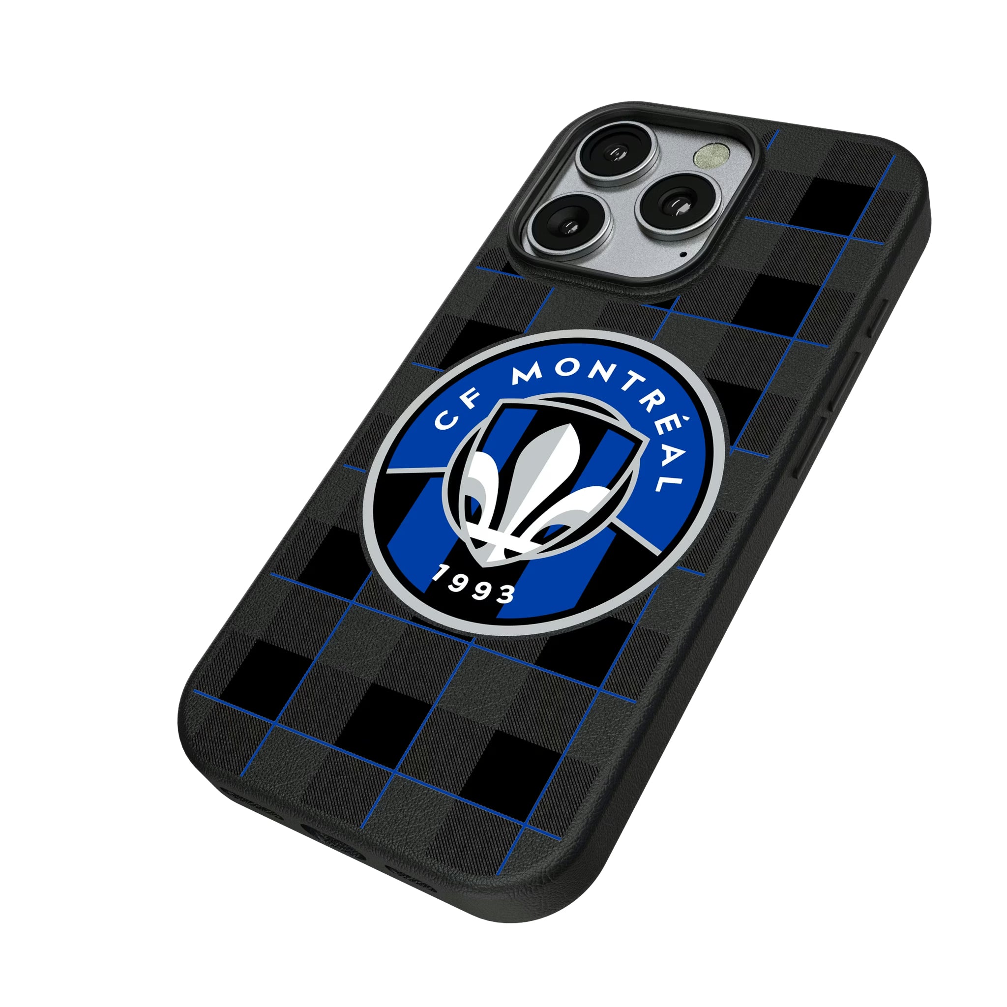 CF Montreal Plaid iPhone MagSafe Compatible Phone Case for Apple iPhone - Isometric View