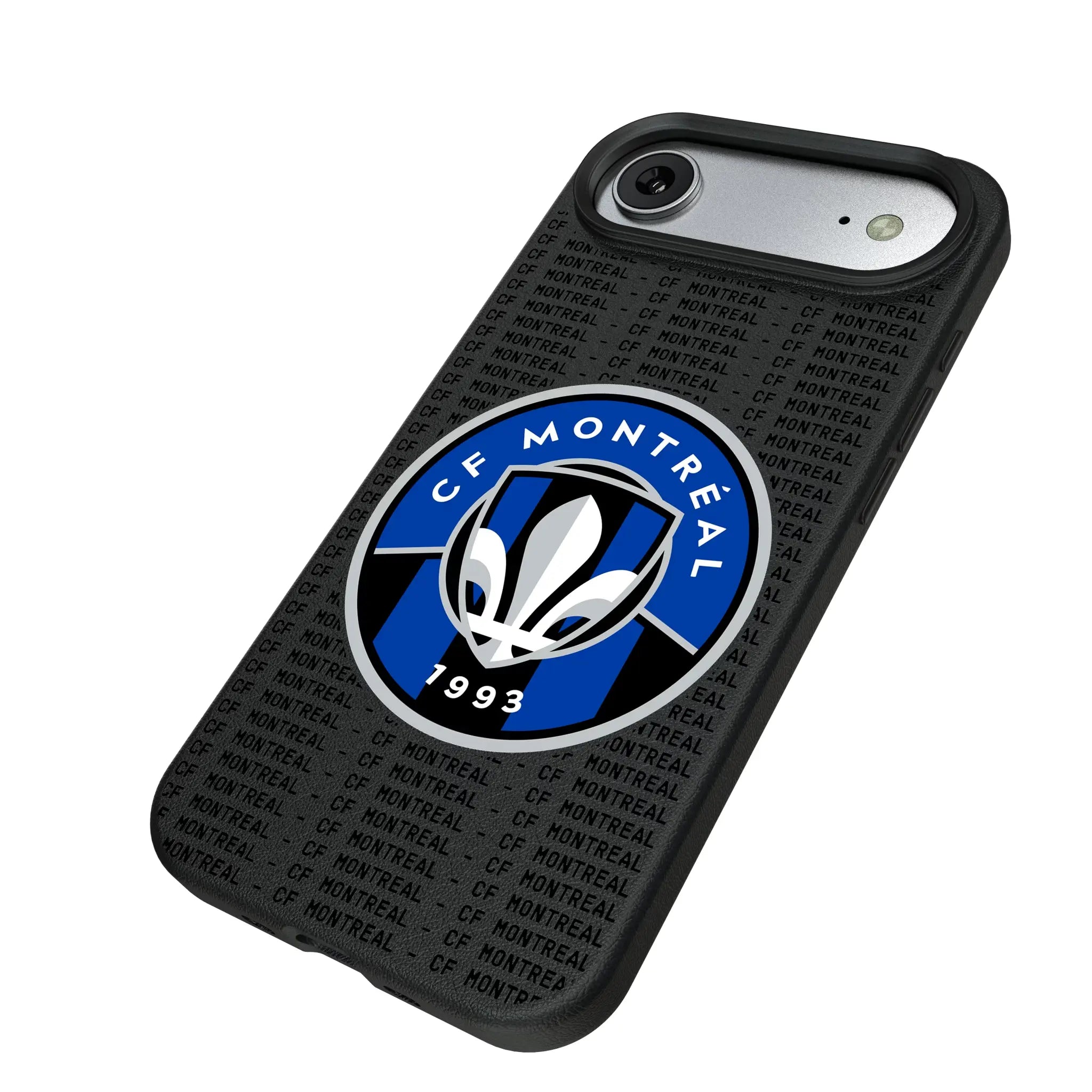 CF Montreal Text Backdrop iPhone MagSafe Compatible Phone Case for Apple iPhone - Isometric View#Device_iPhone Air