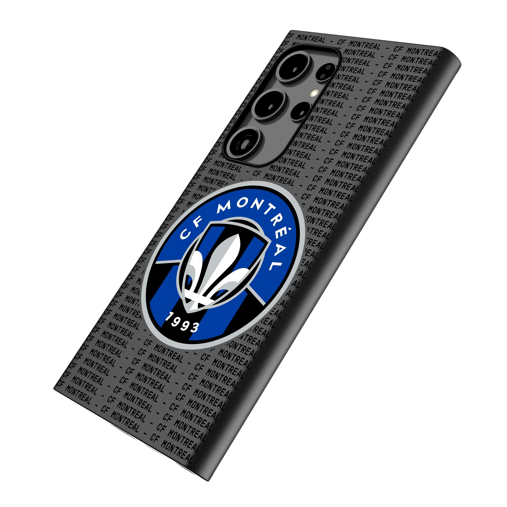 CF Montreal Text Backdrop Galaxy MagSafe Compatible Phone Case for Samsung Galaxy - Isometric View