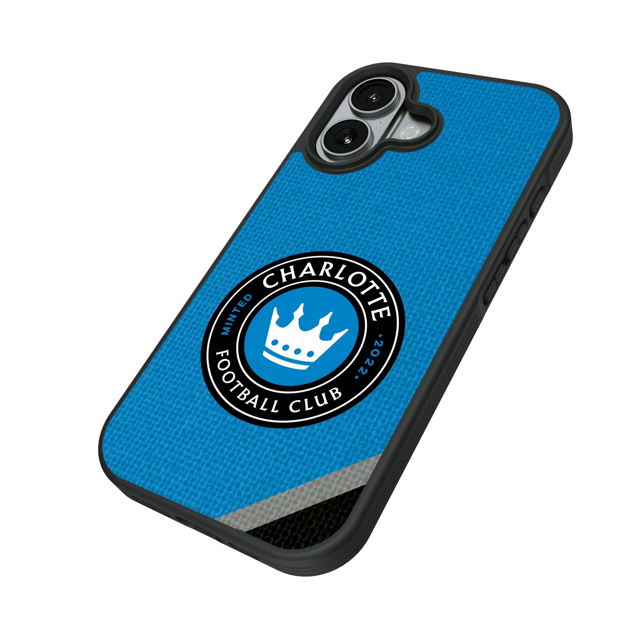 Charlotte FC Diagonal Stripe iPhone Bump Phone Case for Apple iPhone - Isometric View#Device_iPhone 17