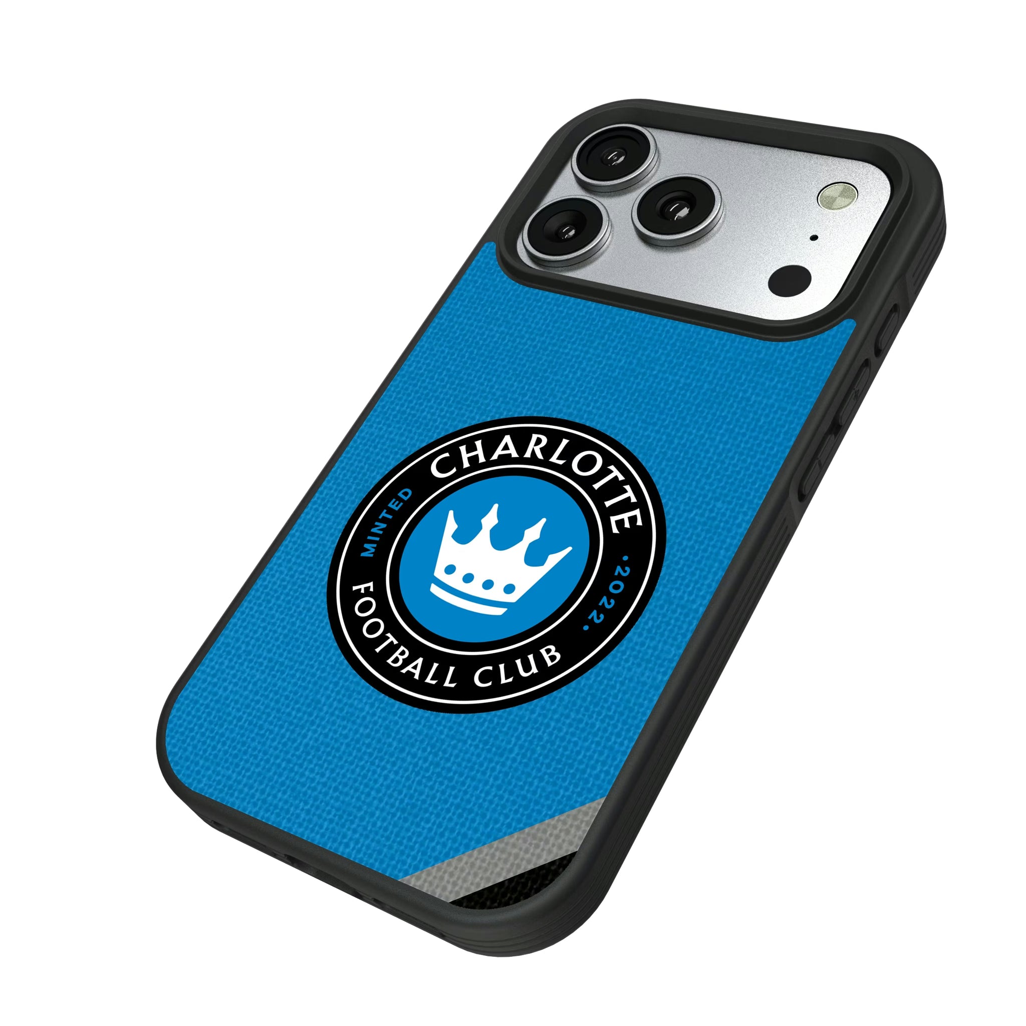 Charlotte FC Diagonal Stripe iPhone Bump Phone Case for Apple iPhone - Isometric View#Device_iPhone 17 Pro