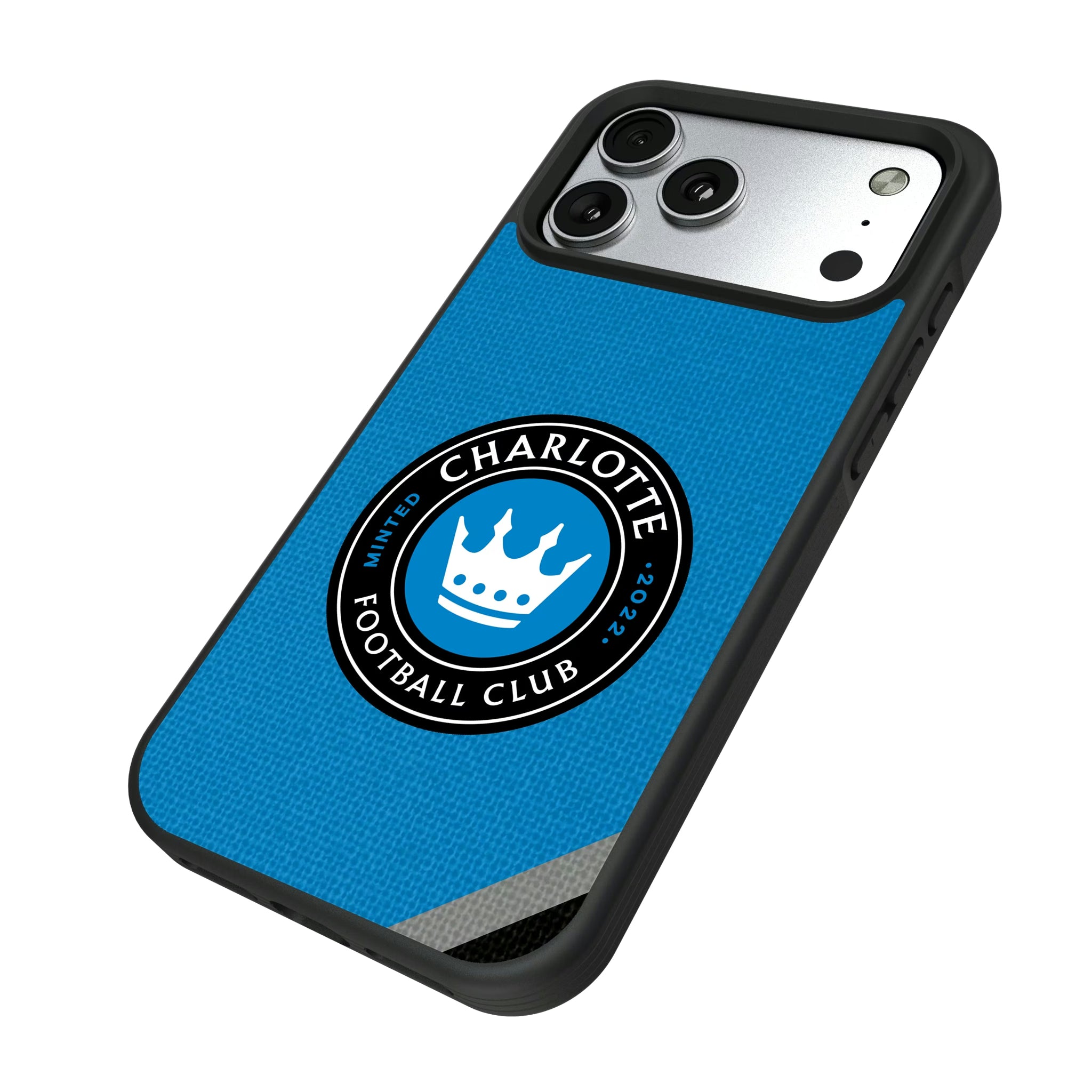 Charlotte FC Diagonal Stripe iPhone Bump Phone Case for Apple iPhone - Isometric View#Device_iPhone 17 Pro Max