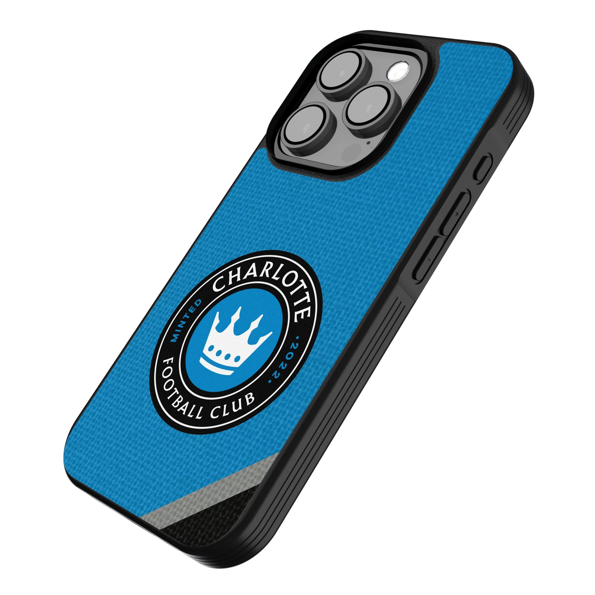 Charlotte FC Diagonal Stripe iPhone Bump Phone Case for Apple iPhone - Isometric View