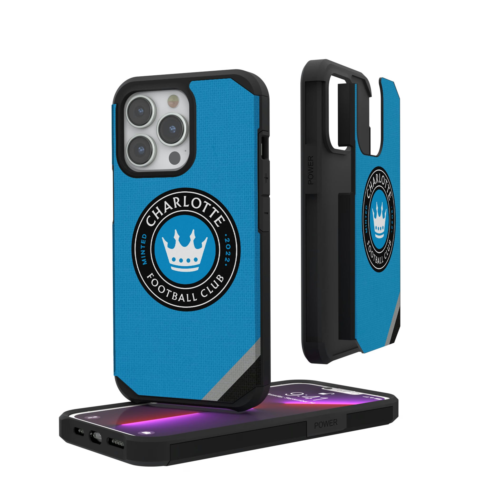 Charlotte FC Diagonal Stripe iPhone Rugged Phone Case for Apple iPhone