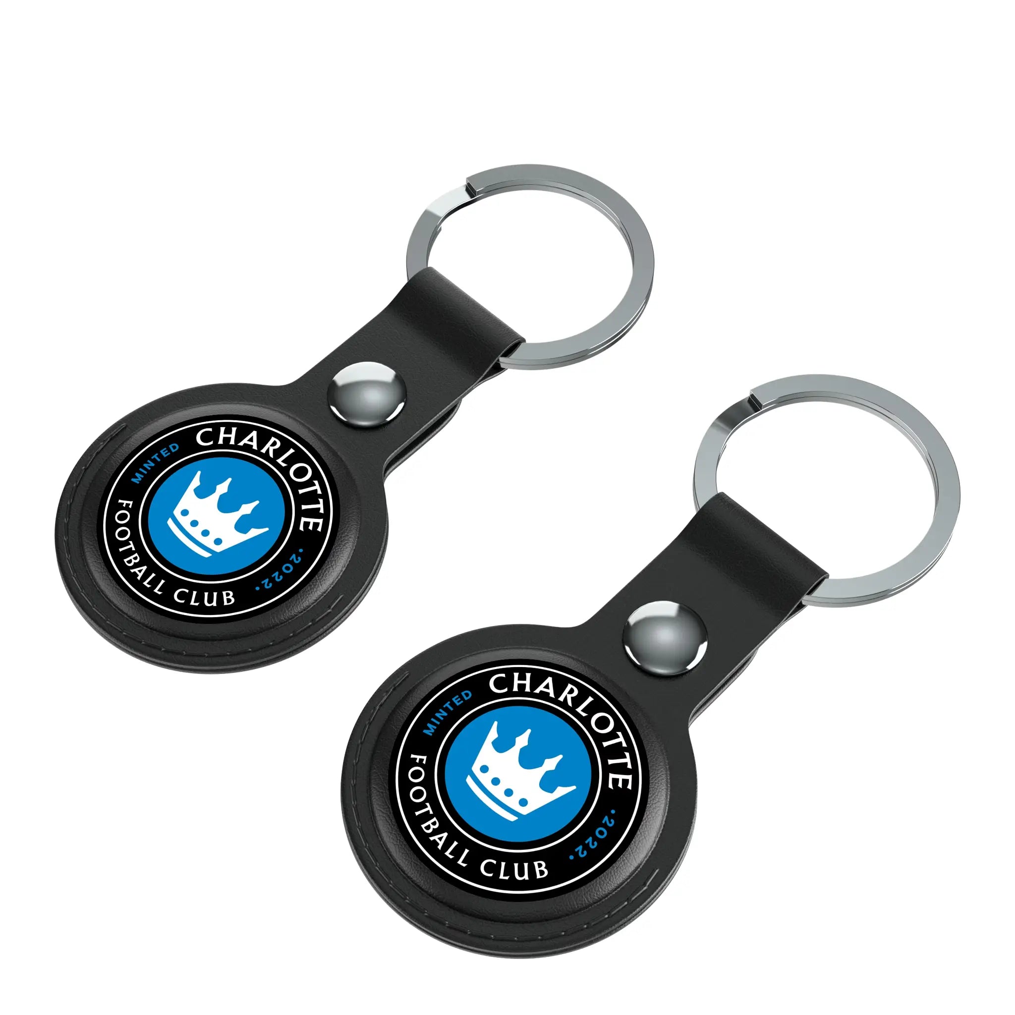 Charlotte FC Insignia AirTag Black Airtag Holder 2-Pack - Isometric View