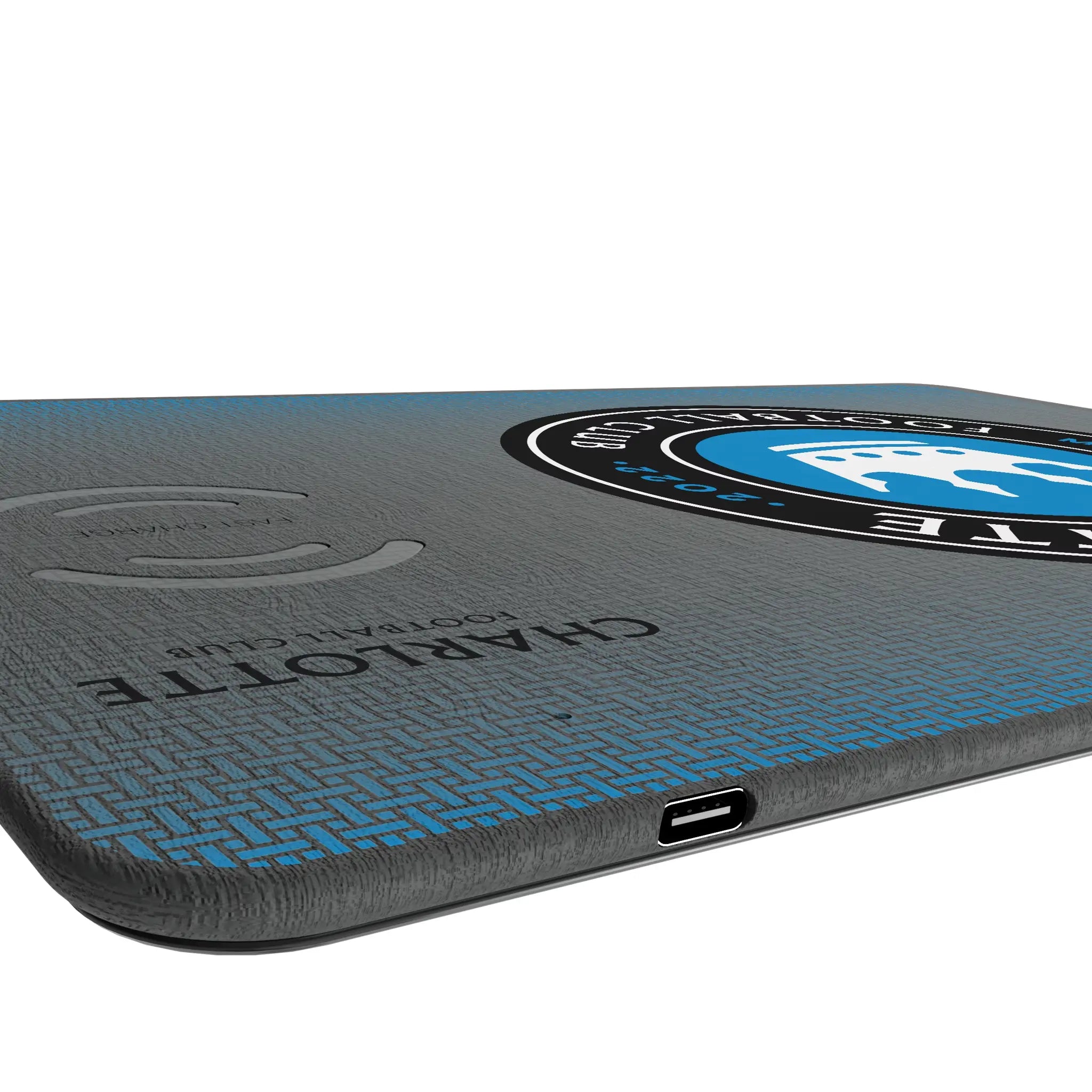 Charlotte FC Linen 15-Watt Wireless Charger and Mouse Pad