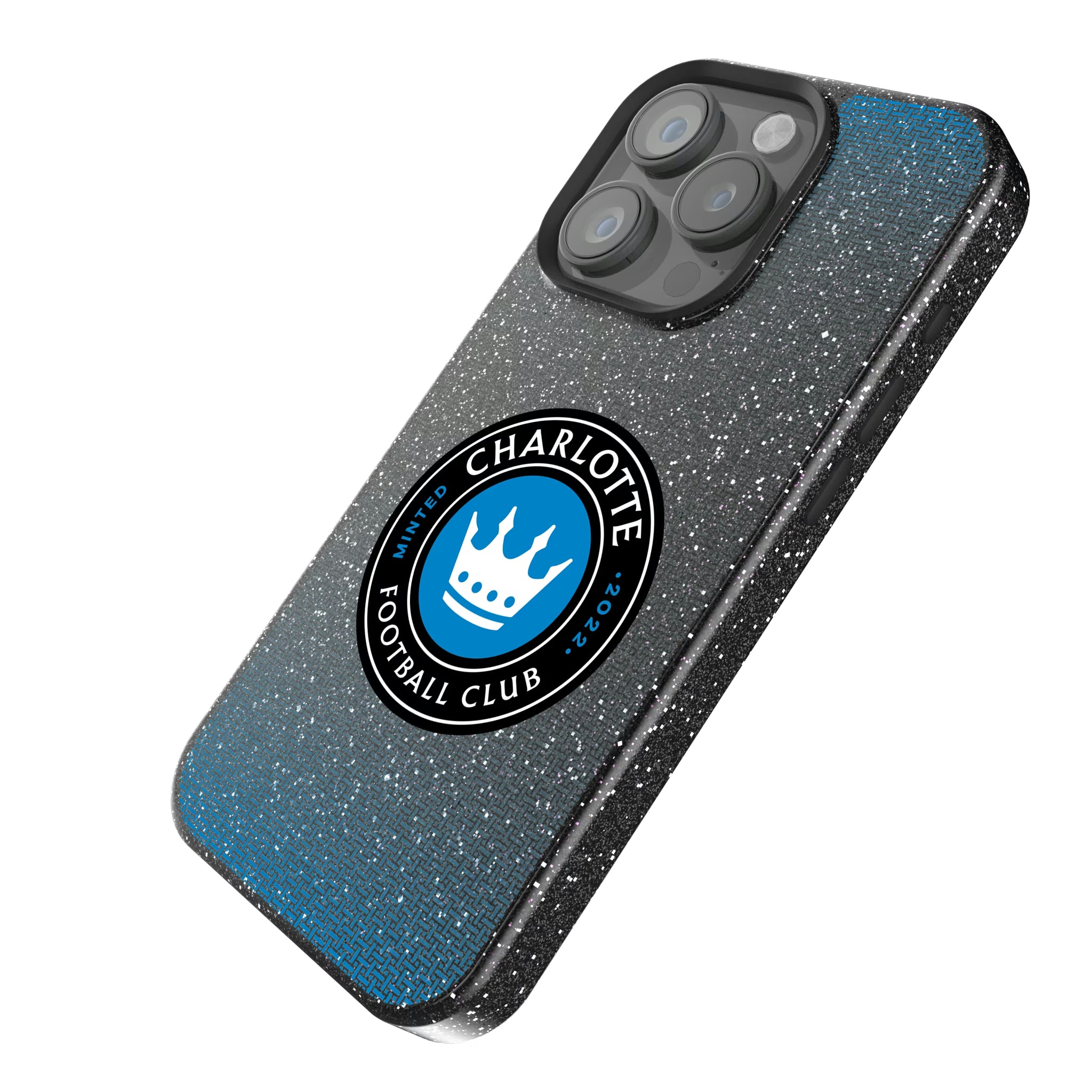 Charlotte FC Linen iPhone Bling Phone Case for Apple iPhone - Isometric View