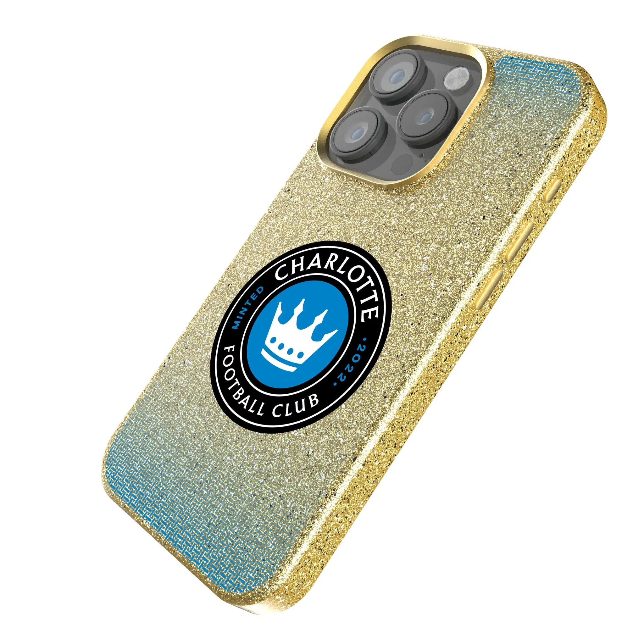 Charlotte FC Linen iPhone Bling Phone Case for Apple iPhone - Isometric View