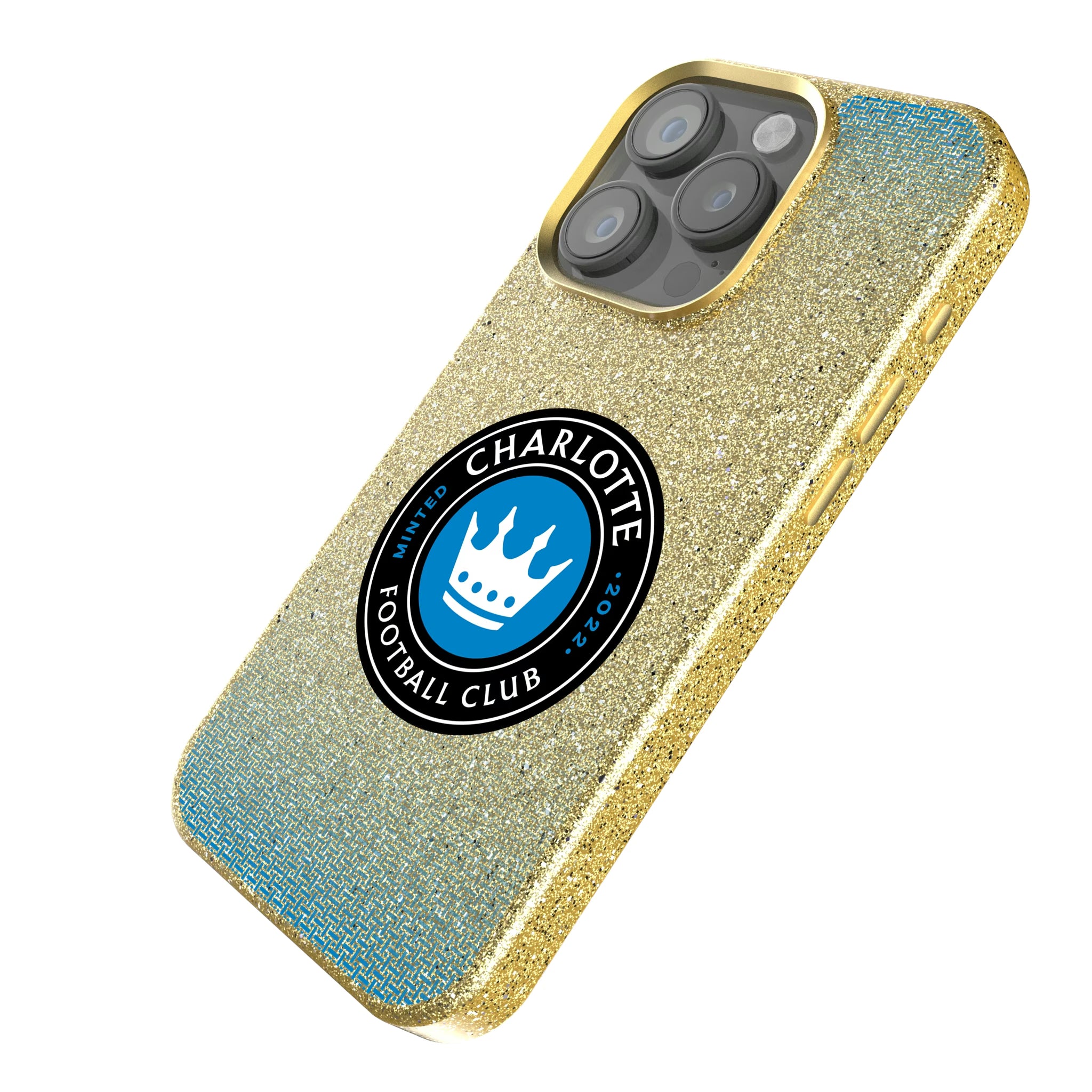 Charlotte FC Linen iPhone Bling Phone Case for Apple iPhone - Isometric View