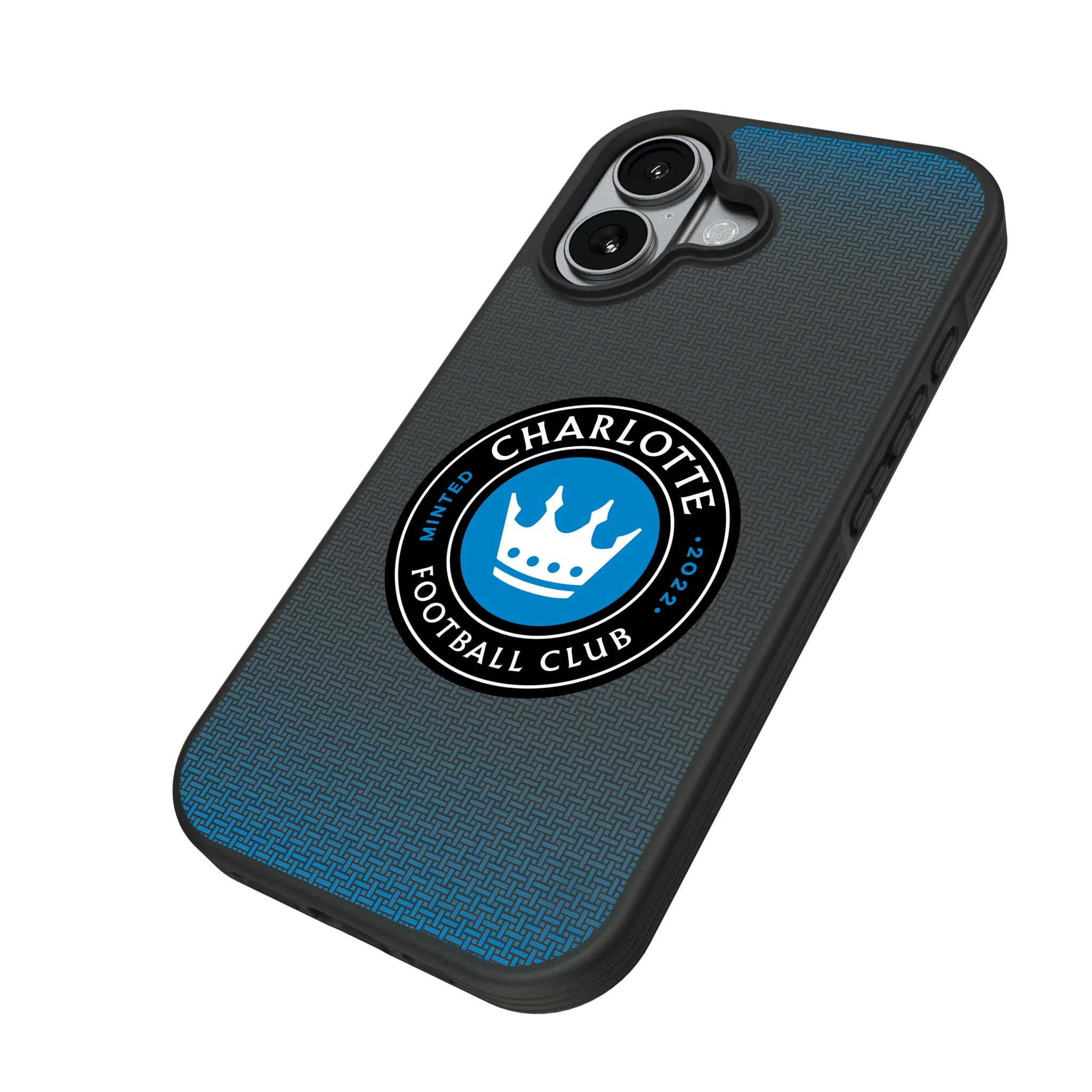Charlotte FC Linen iPhone Bump Phone Case for Apple iPhone - Isometric View#Device_iPhone 17