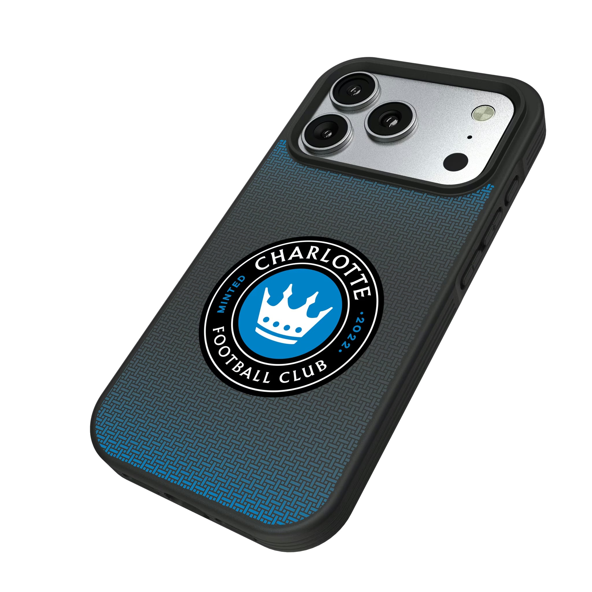 Charlotte FC Linen iPhone Bump Phone Case for Apple iPhone - Isometric View#Device_iPhone 17 Pro