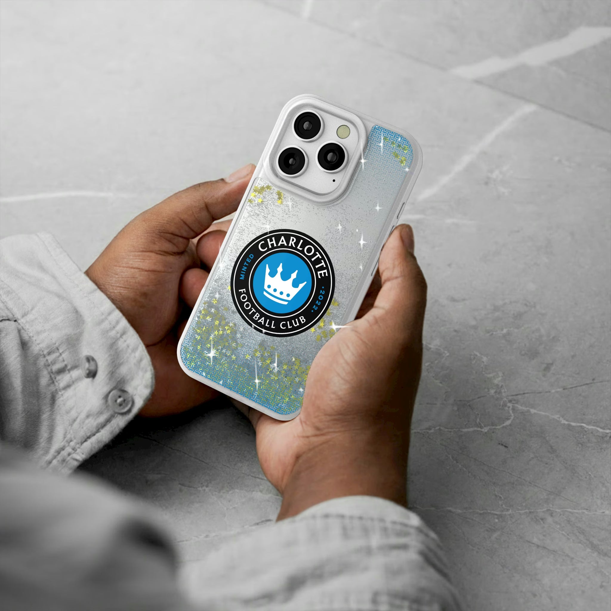 Charlotte FC Linen iPhone Glitter Phone Case for Apple iPhone - Lifestyle#Device_iPhone 16 Pro