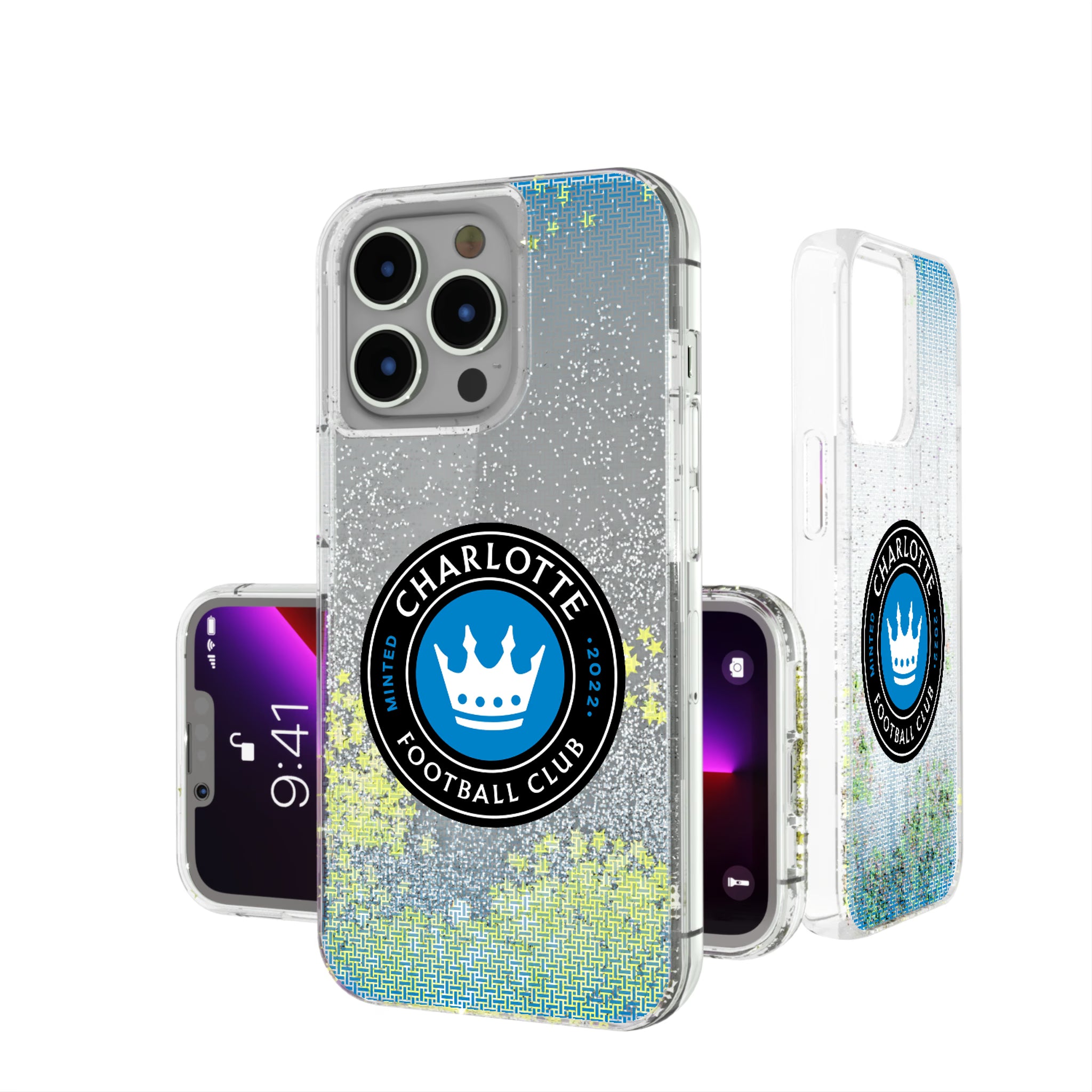 Charlotte FC Linen iPhone Glitter Phone Case for Apple iPhone