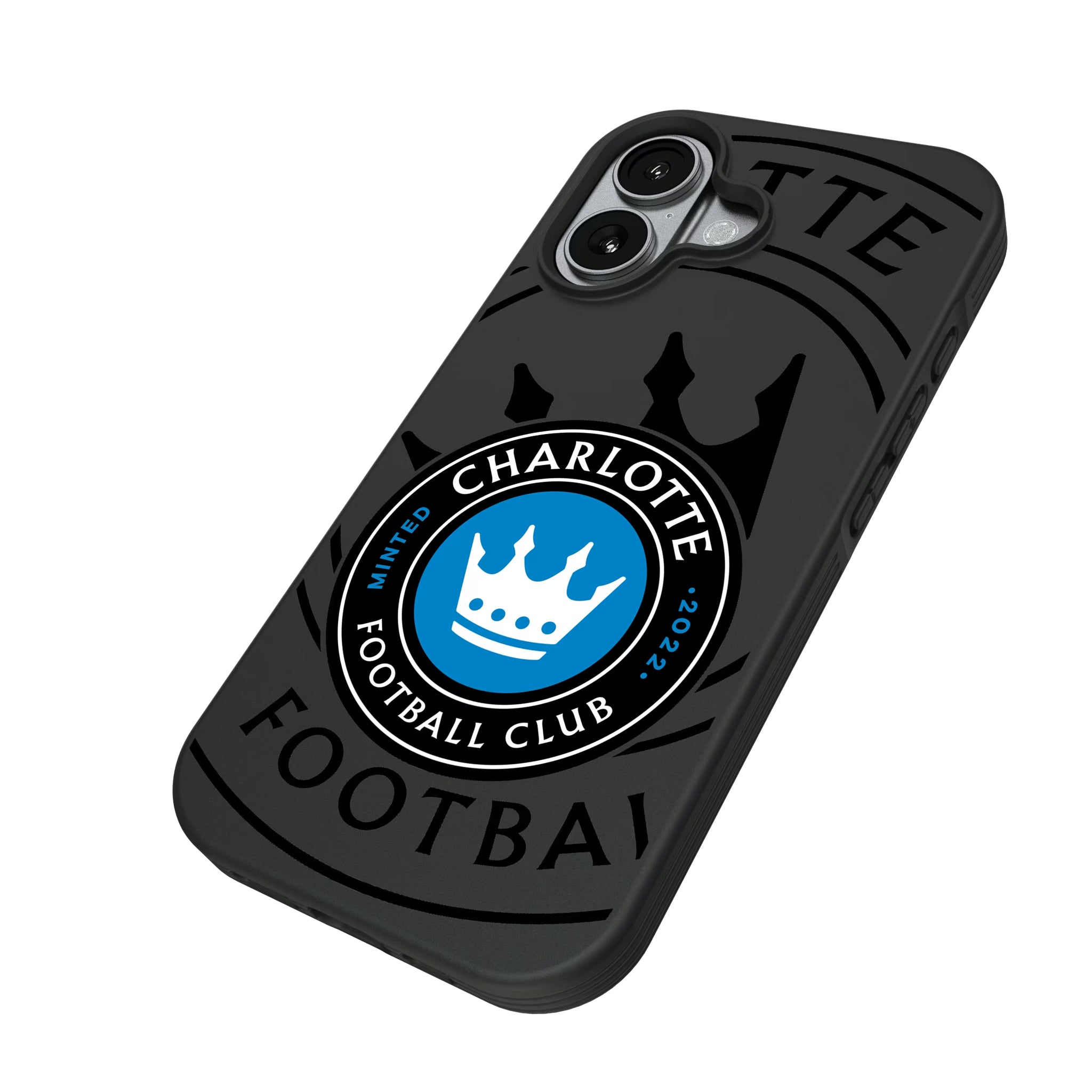 Charlotte FC Monocolor Tilt iPhone Bump Phone Case for Apple iPhone - Isometric View#Device_iPhone 17