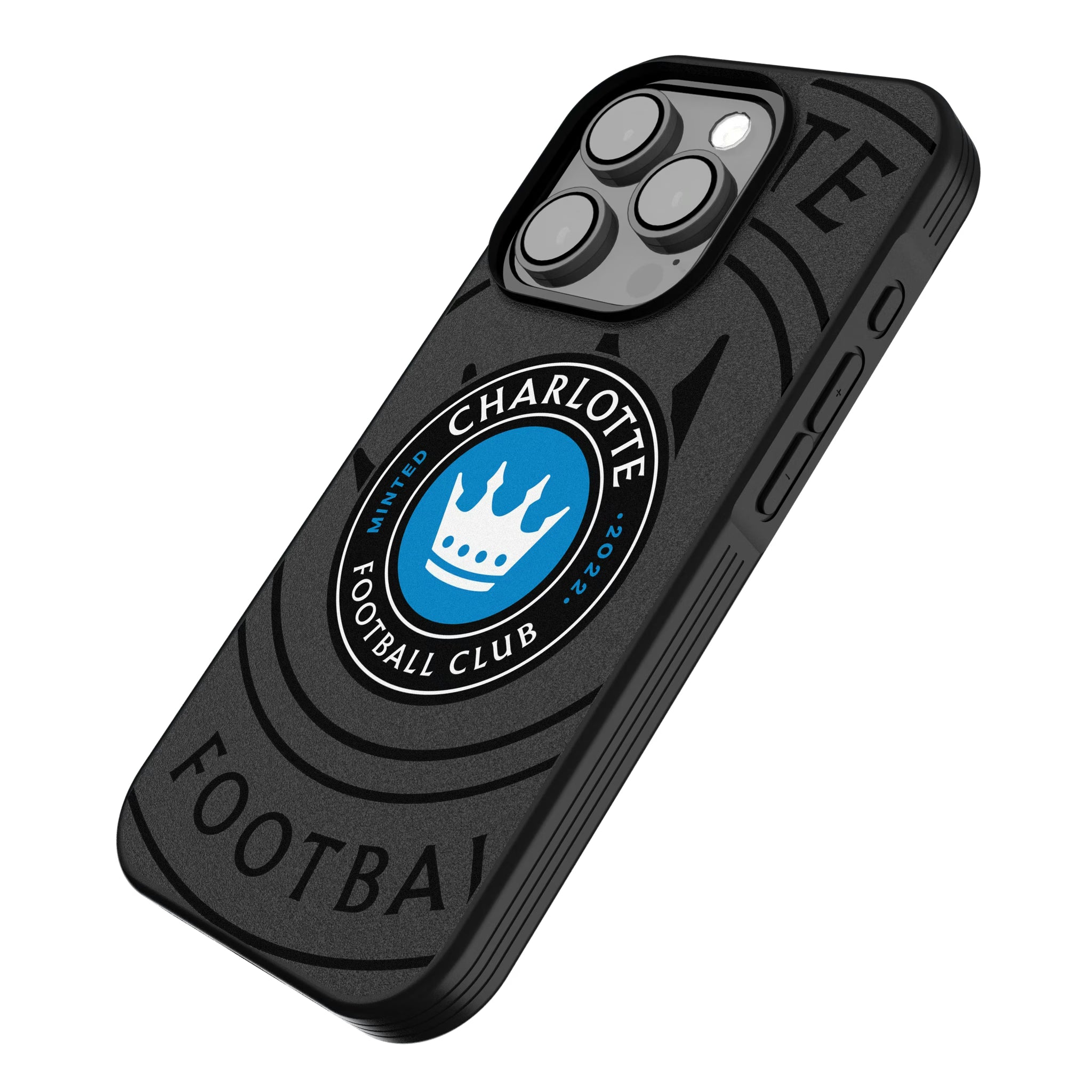 Charlotte FC Monocolor Tilt iPhone Bump Phone Case for Apple iPhone - Isometric View