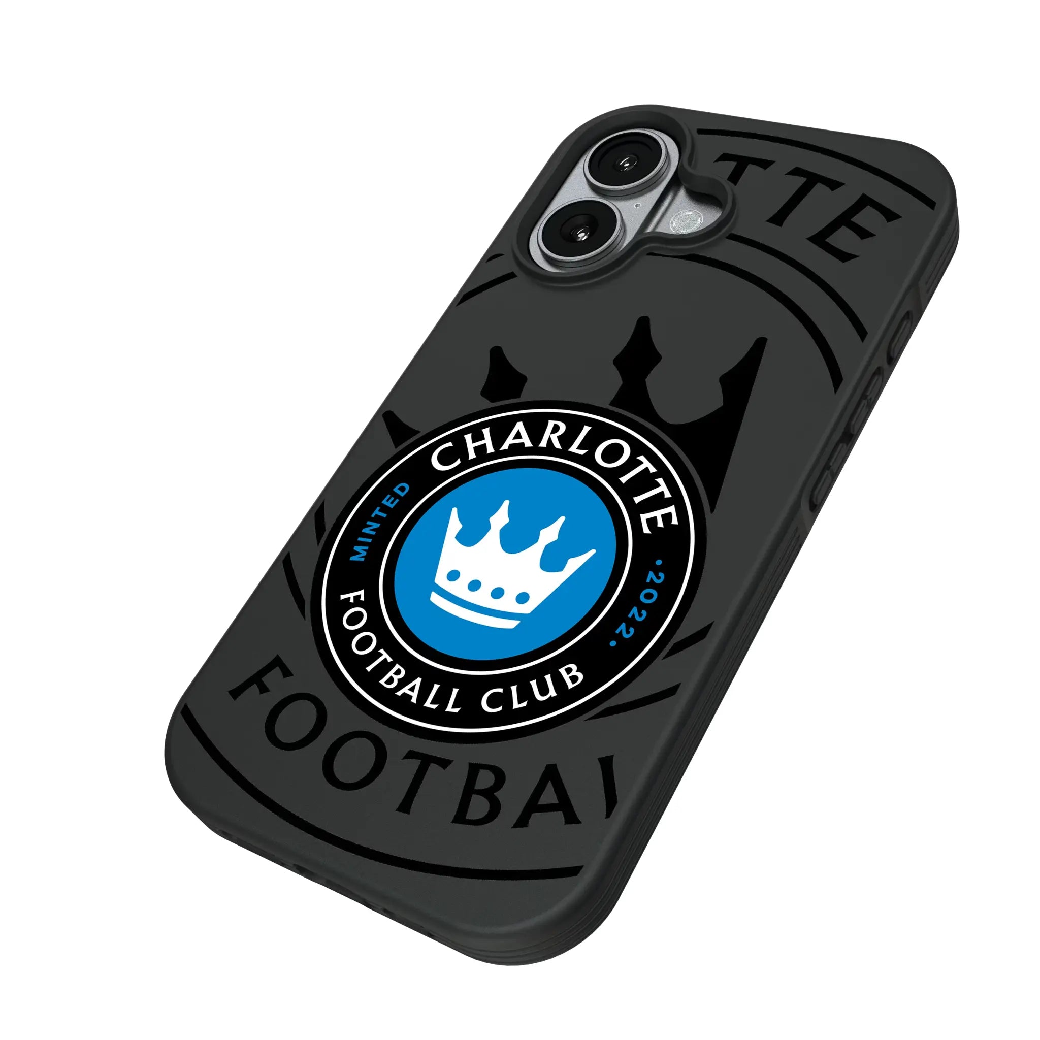 Charlotte FC Monocolor Tilt iPhone Bump Phone Case for Apple iPhone - Isometric View#Device_iPhone 17