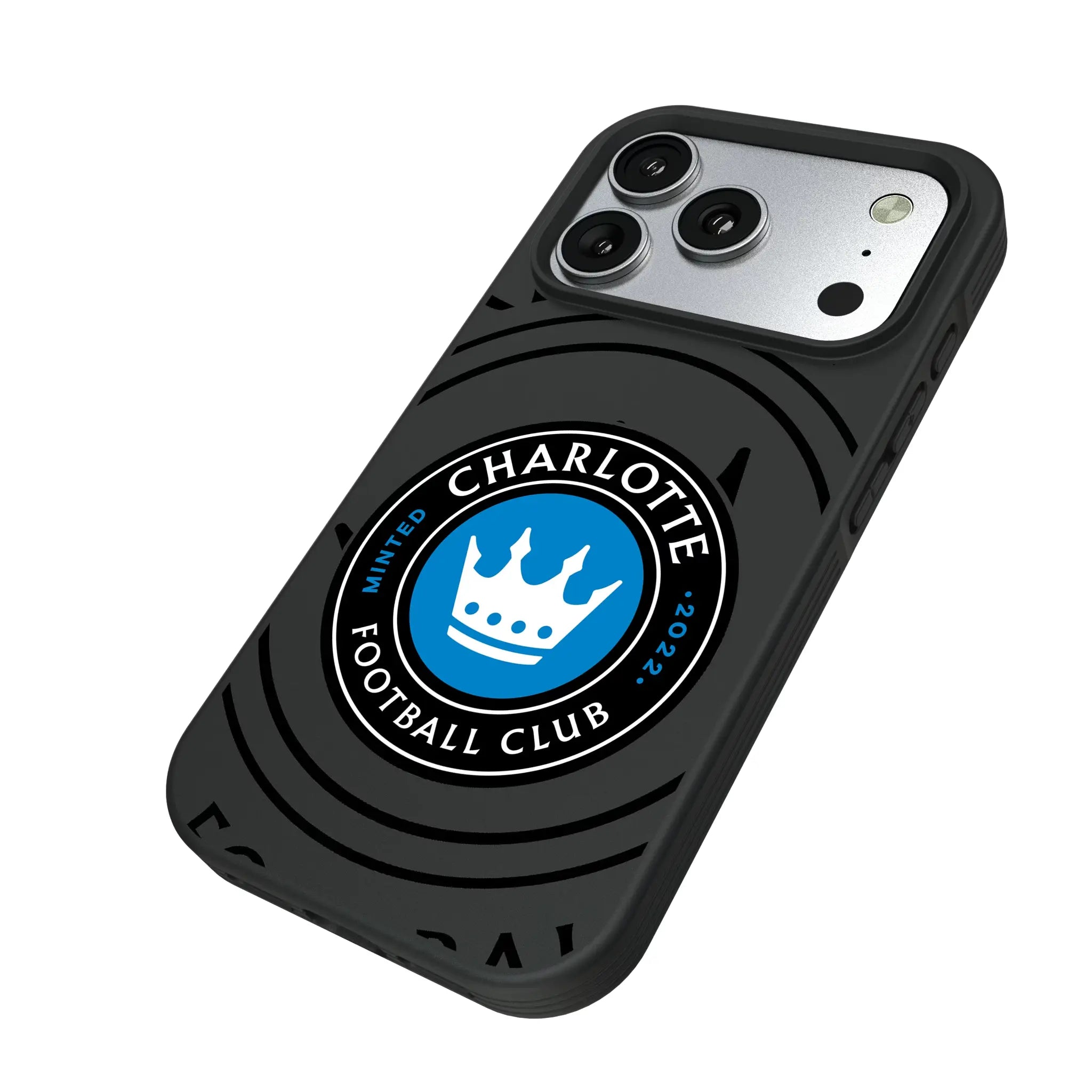 Charlotte FC Monocolor Tilt iPhone Bump Phone Case for Apple iPhone - Isometric View#Device_iPhone 17 Pro