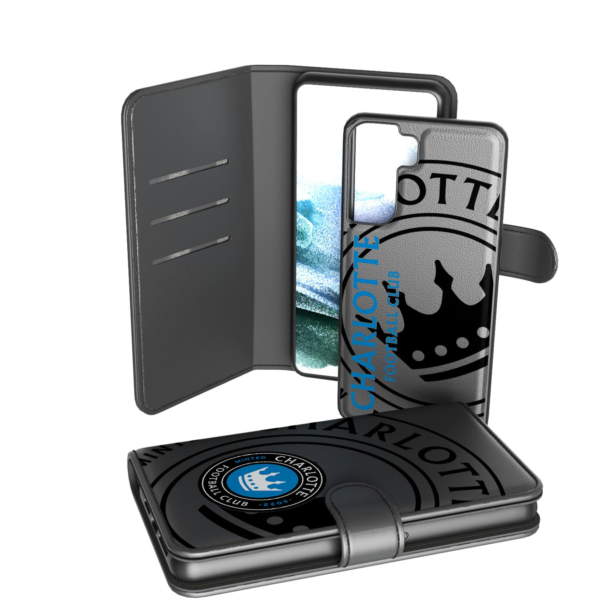Charlotte FC Monocolor Tilt Galaxy Wallet Phone Case for Samsung Galaxy