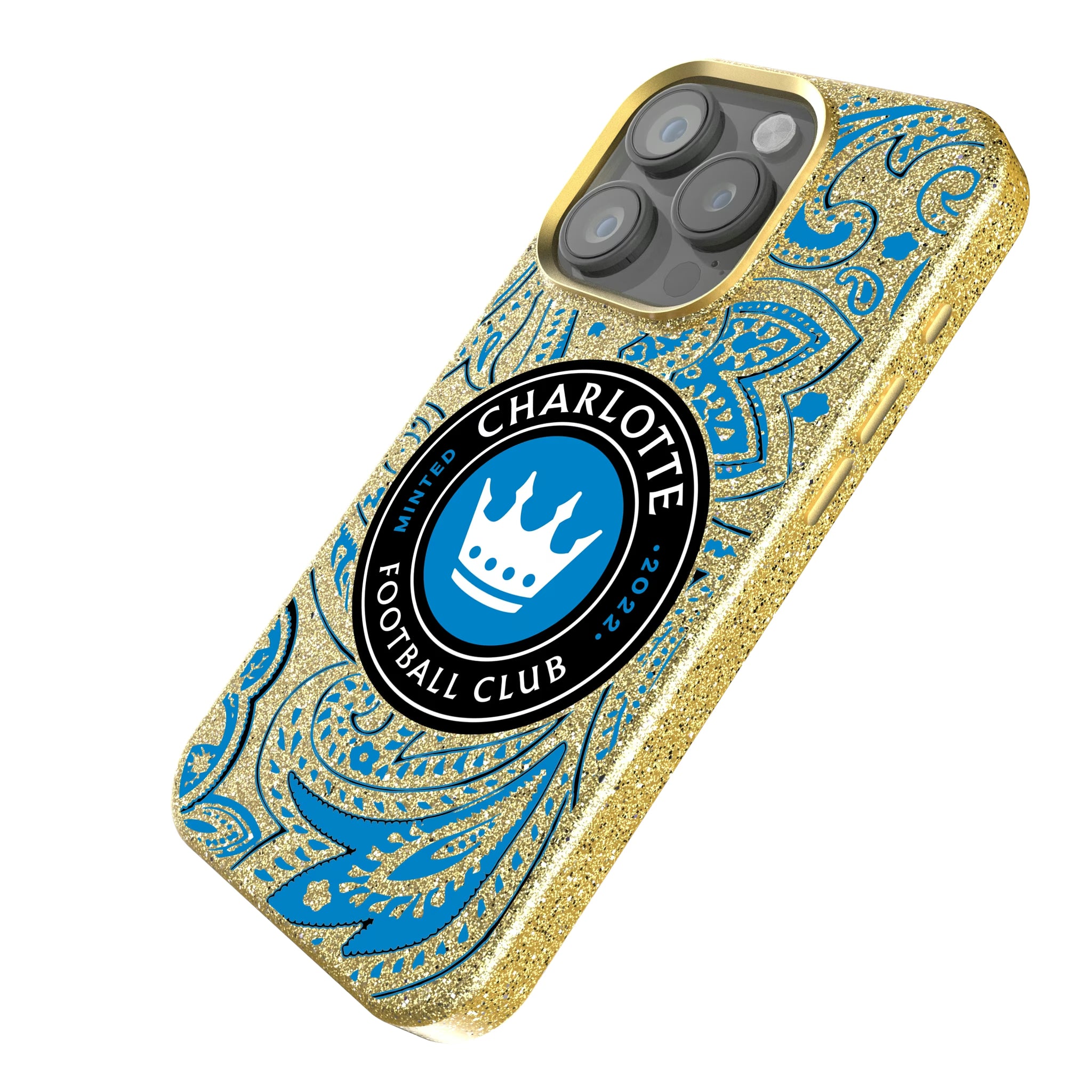 Charlotte FC Paisley iPhone Bling Phone Case for Apple iPhone - Isometric View