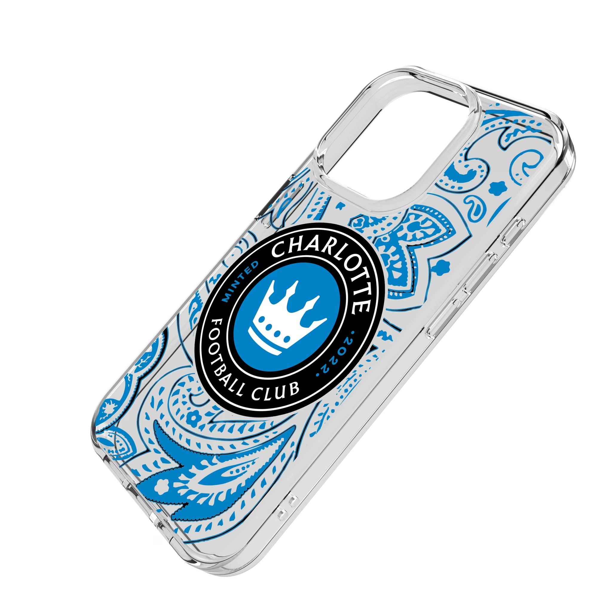 Charlotte FC Paisley iPhone Clear Phone Case for Apple iPhone - Isometric View