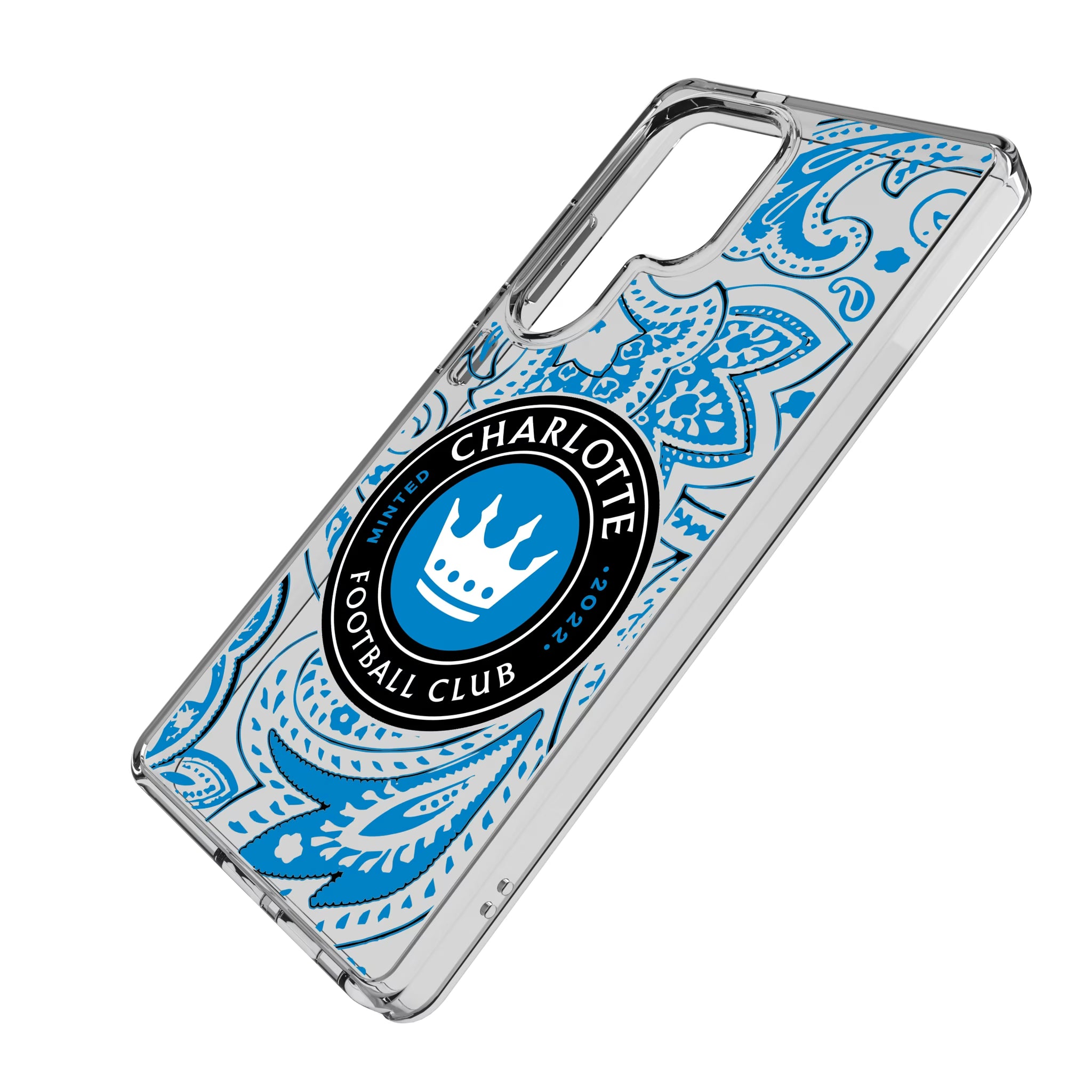Charlotte FC Paisley Galaxy Clear Phone Case for Samsung Galaxy - Isometric View