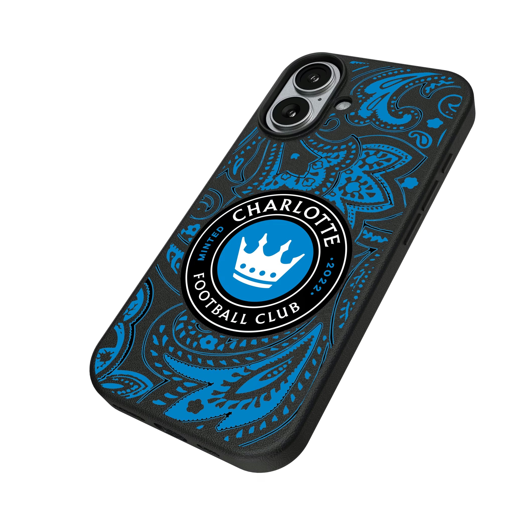 Charlotte FC Paisley iPhone MagSafe Compatible Phone Case for Apple iPhone - Isometric View#Device_iPhone 17