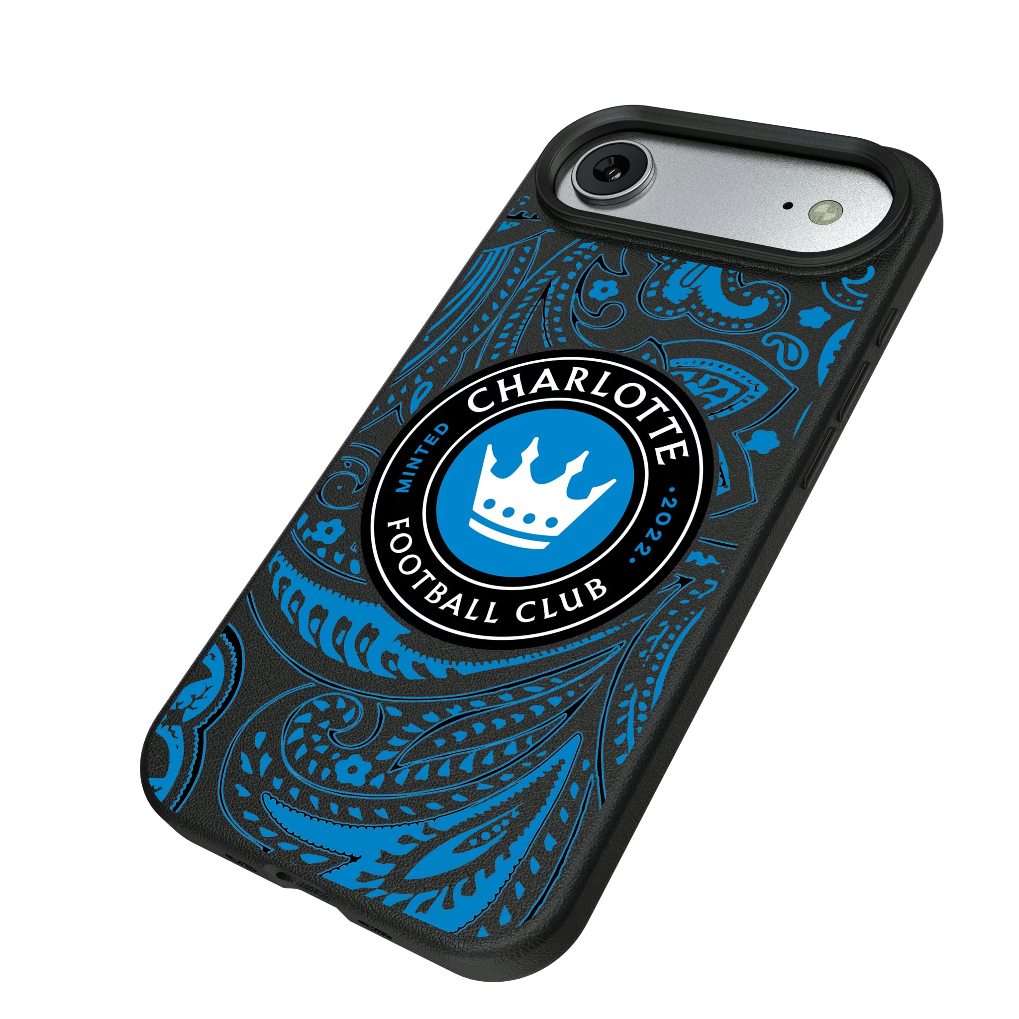 Charlotte FC Paisley iPhone MagSafe Compatible Phone Case for Apple iPhone - Isometric View#Device_iPhone Air